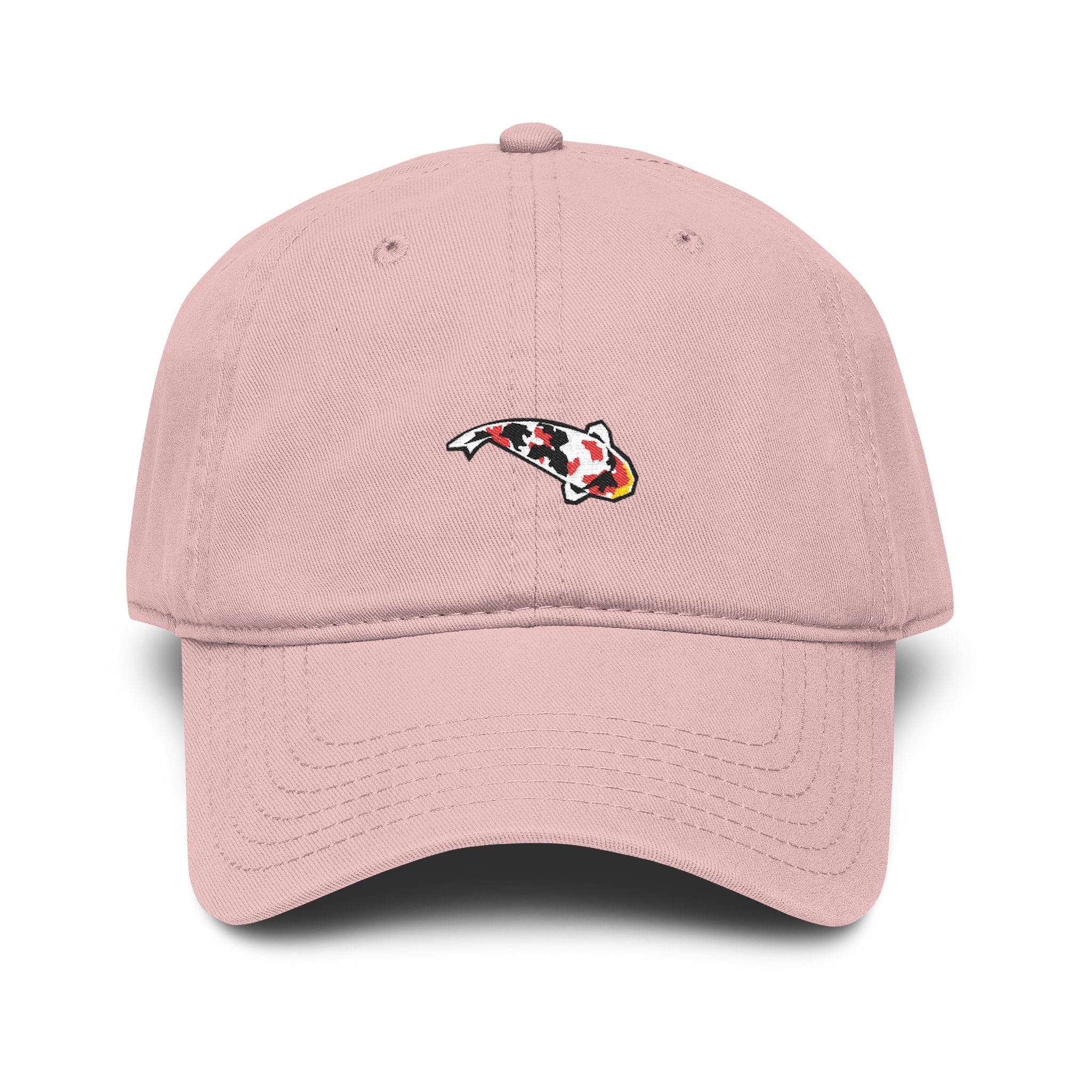 Koi Fish Embroidered Washed Baseball Cap — Japanese Carp Casual Hat