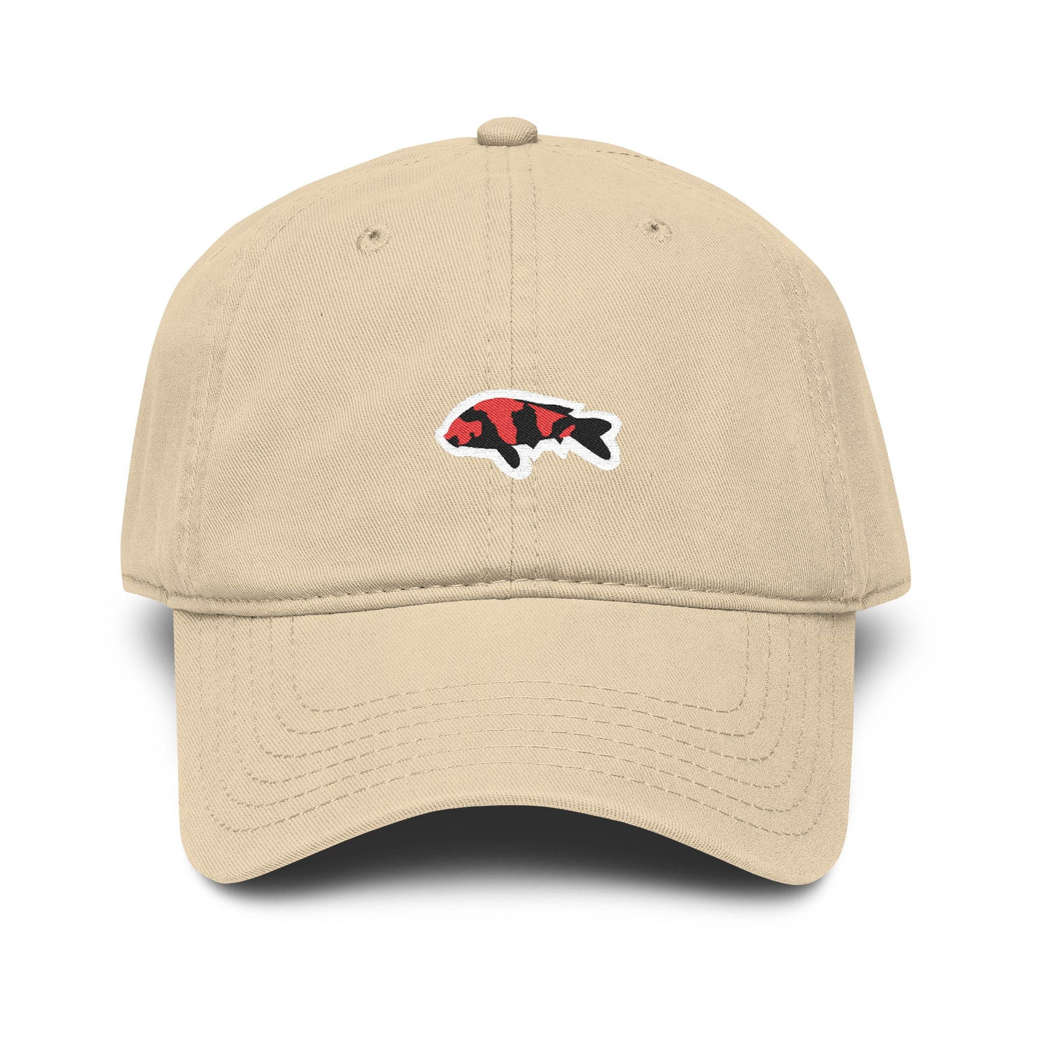 Washed Baseball Cap with Koi Fish Patch — Casual Vintage Fishing Hat