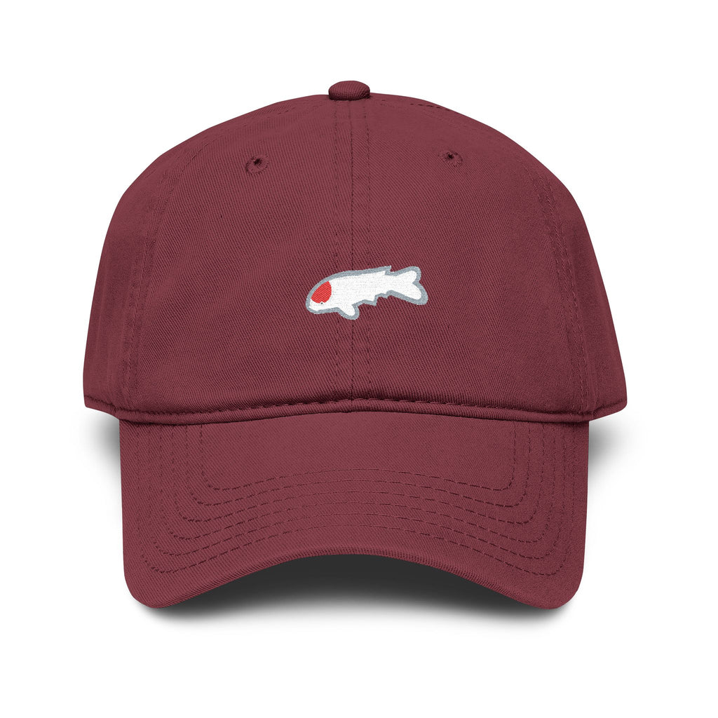 Washed Black Baseball Cap with Japanese Koi  Fish Embroidery