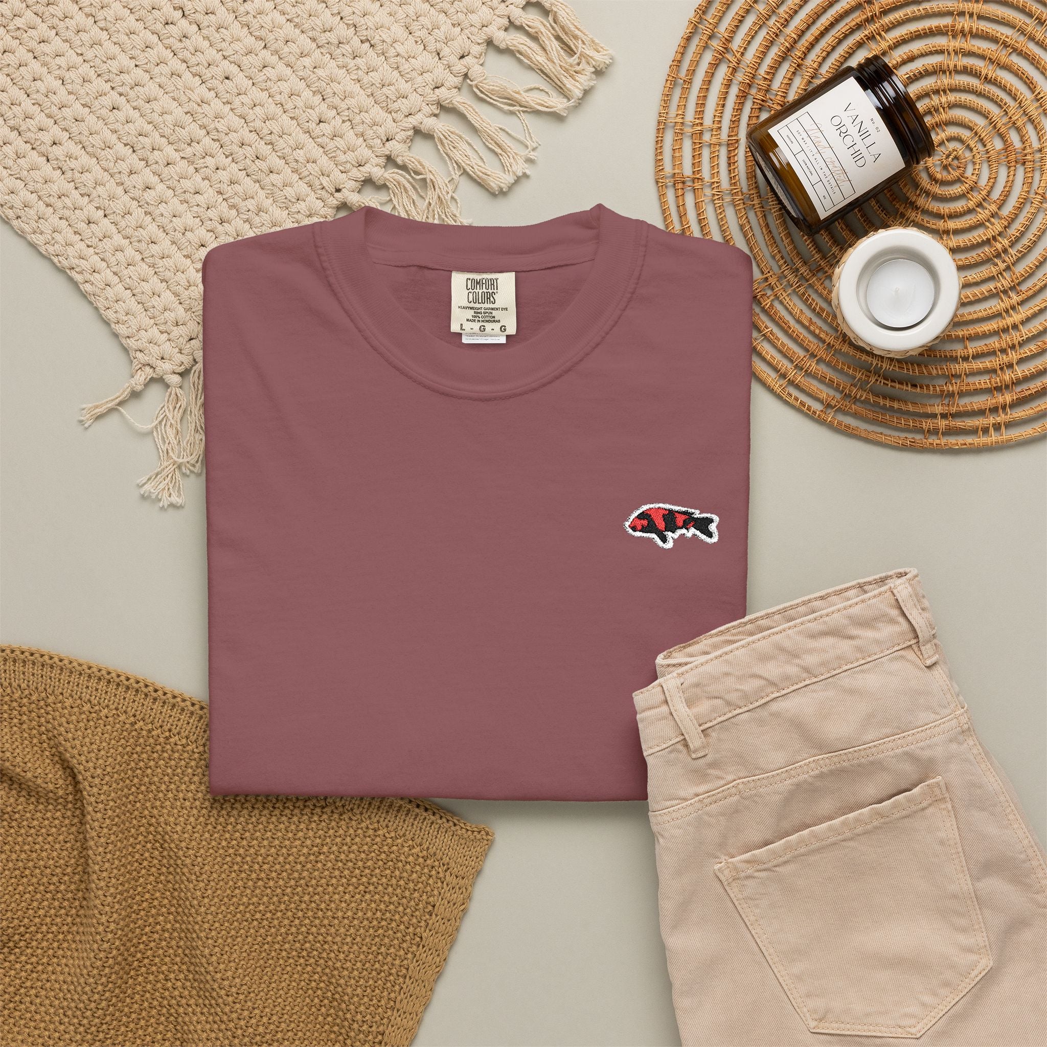 Embroidered Japanese Koi Fish T-Shirt