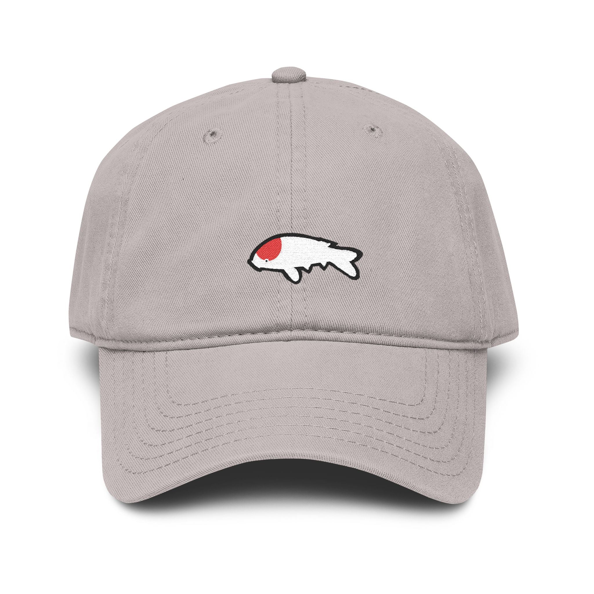 Washed Baseball Cap — Minimal Koi Fish Embroidered Hat