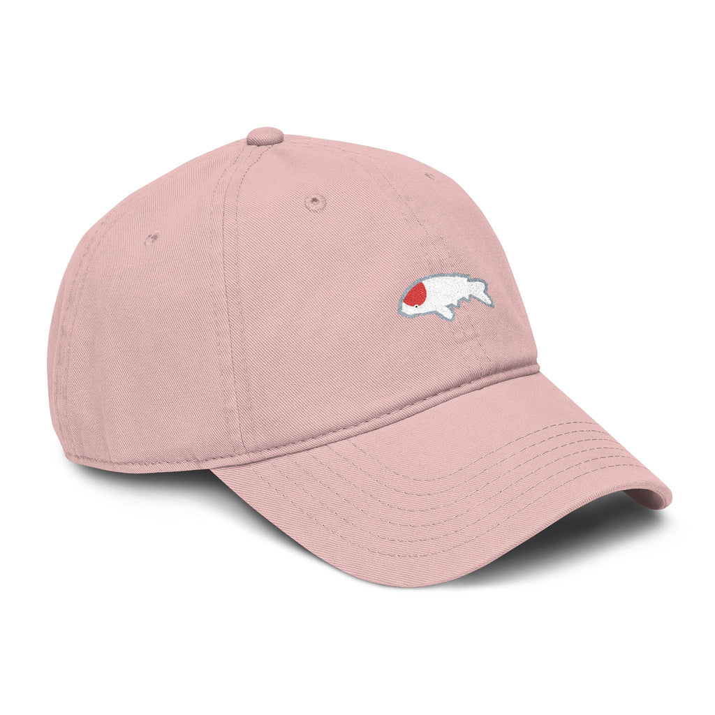 Washed Baseball Cap with Embroidered Tancho Kohaku KOI Fish.