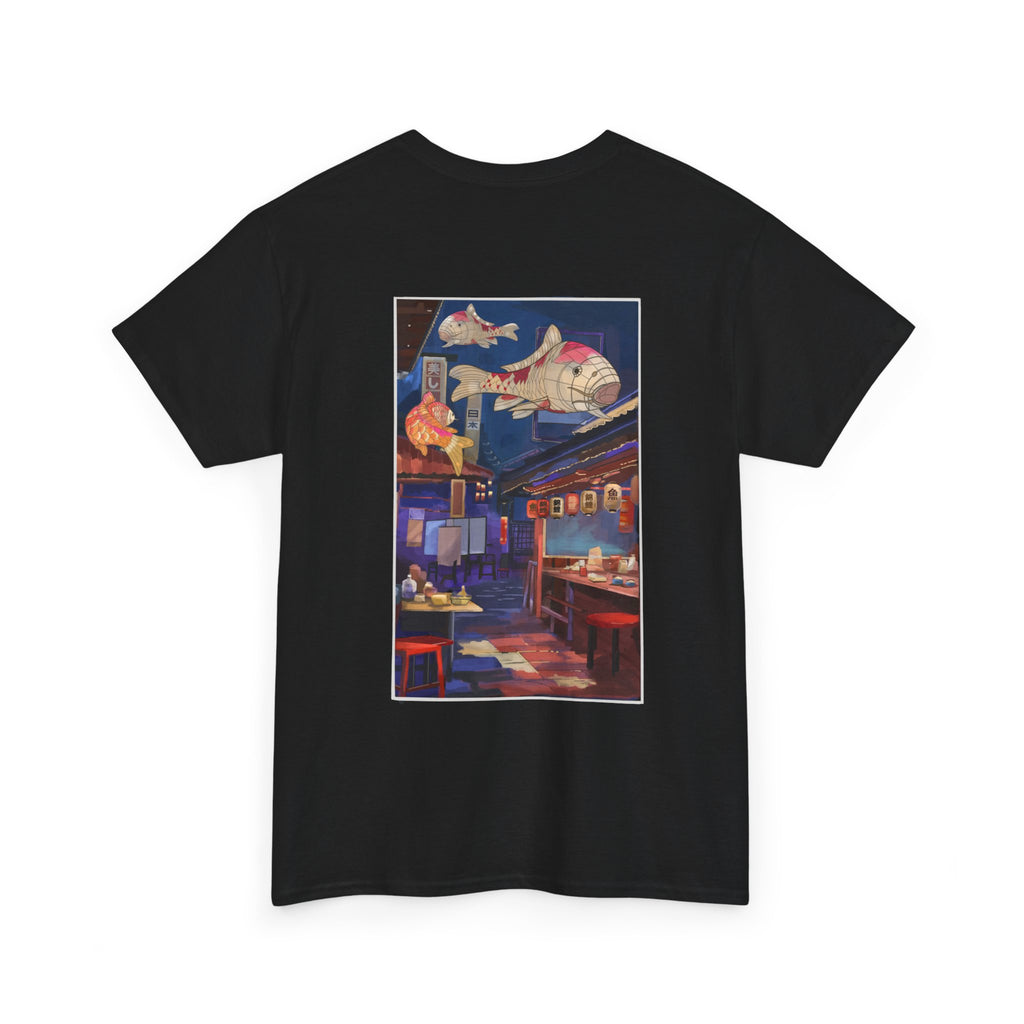 Artistic Unisex Heavy Cotton Tee - Vibrant Street Scene, Casual Wear, Gift for Art Lovers, Unique Fashion, Perfect for Summer