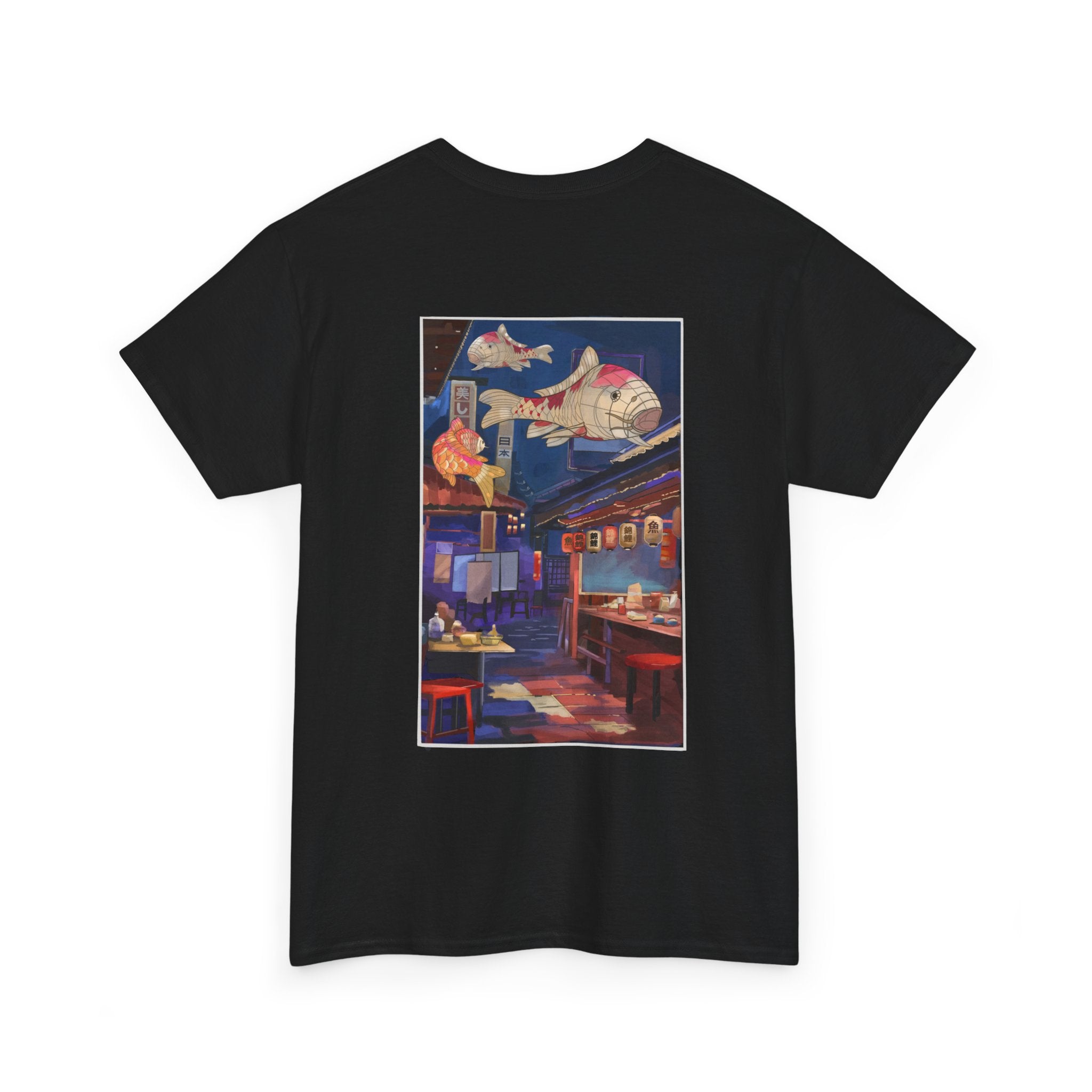 Artistic Unisex Heavy Cotton Tee - Vibrant Street Scene, Casual Wear, Gift for Art Lovers, Unique Fashion, Perfect for Summer