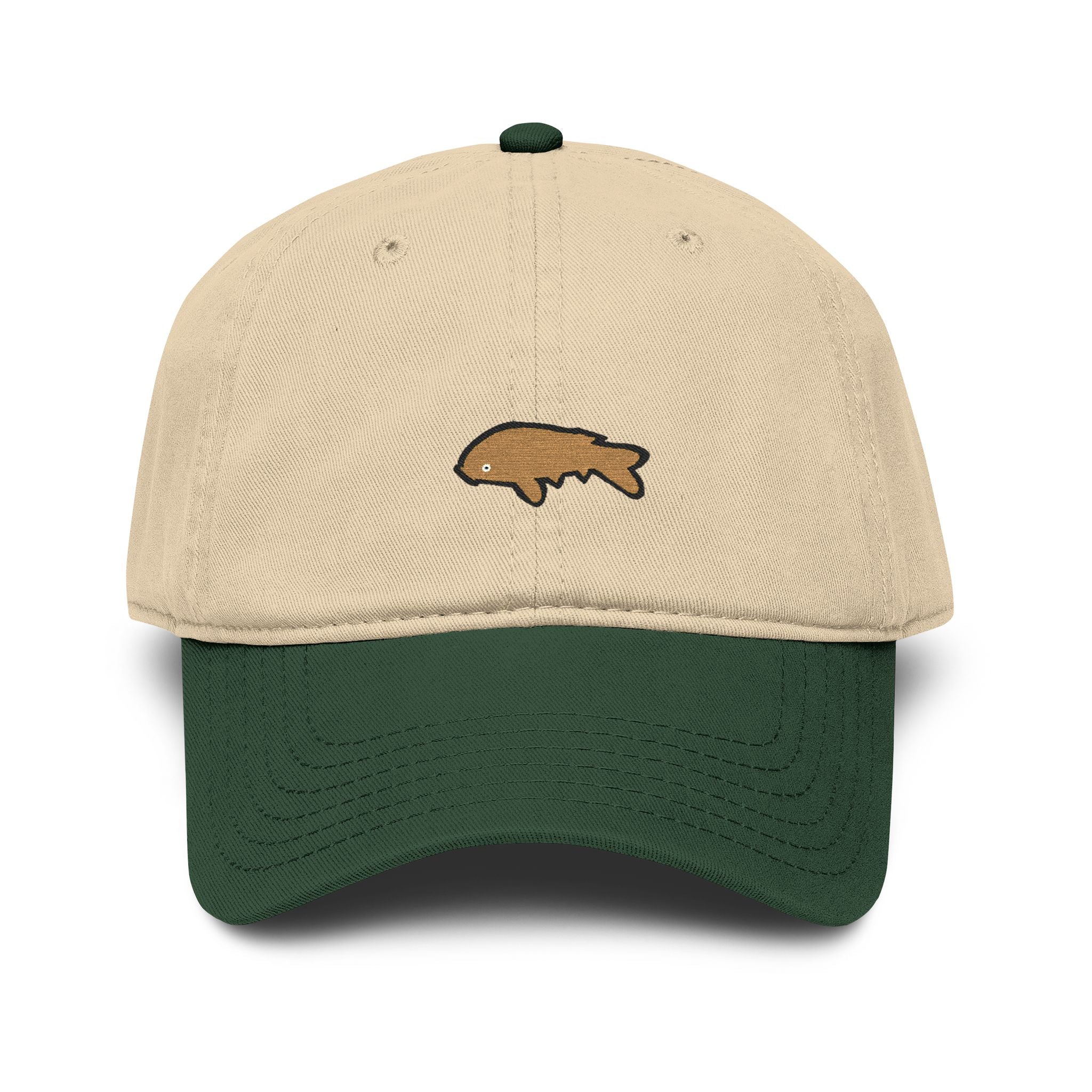 Washed Baseball Cap with Embroidered Fish – Vintage Outdoor Fishing Hat