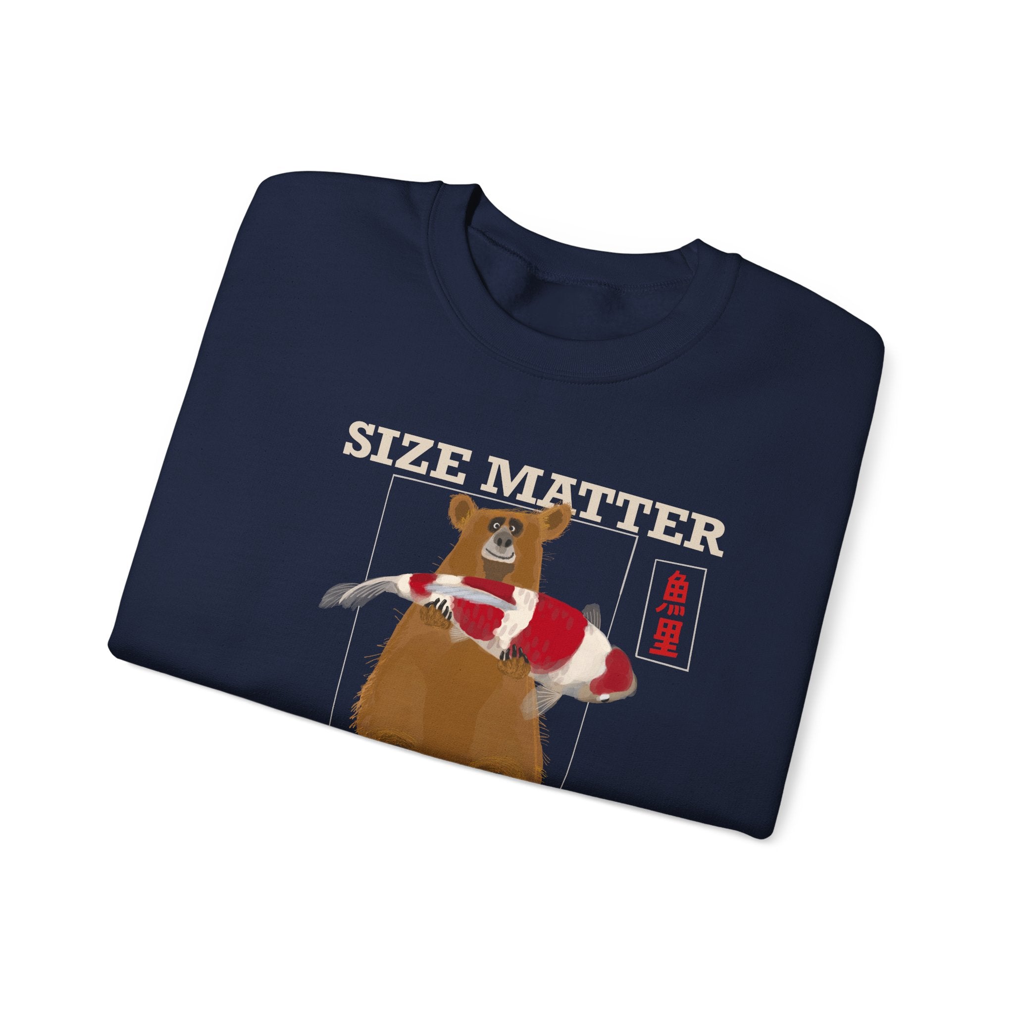 Size Matters Crewneck Sweatshirt — Japanese Text & Capibara Illustration