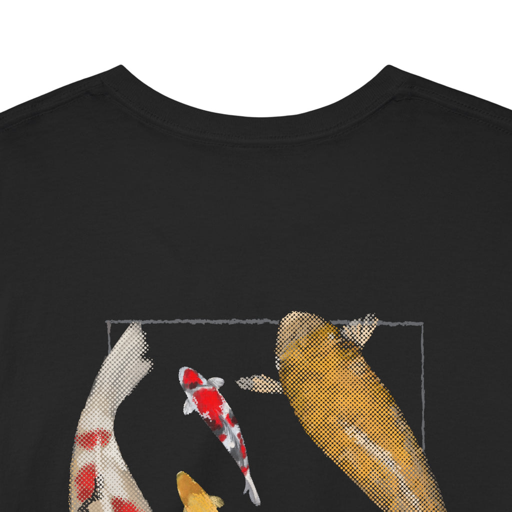 Koi Fish Printed Tee, Casual Unisex Heavy Cotton T-Shirt, Nature Lover Gift, Birthday Present, Beachwear, Spring Fashion