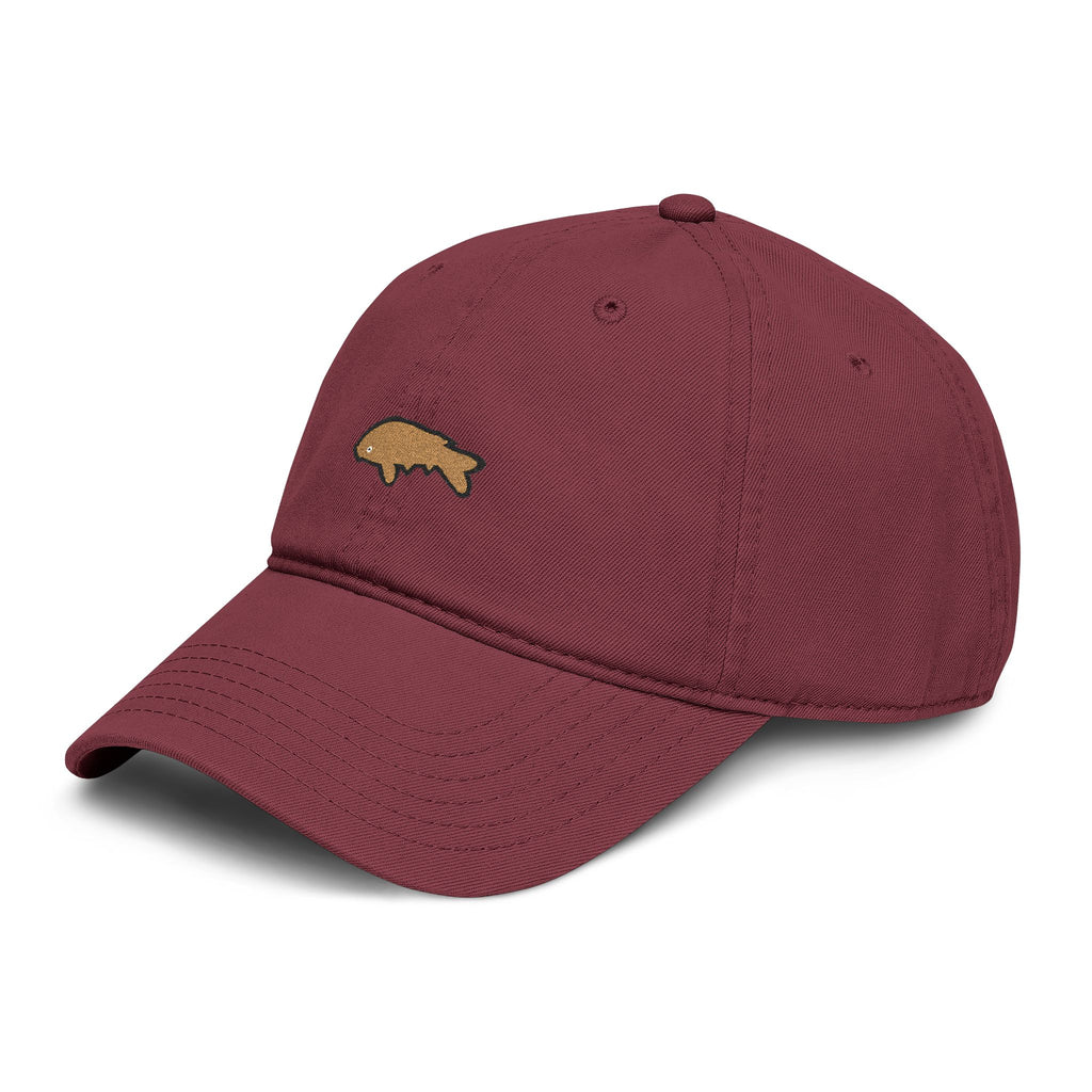 Washed Black Baseball Cap with Yellow Fish Embroidery