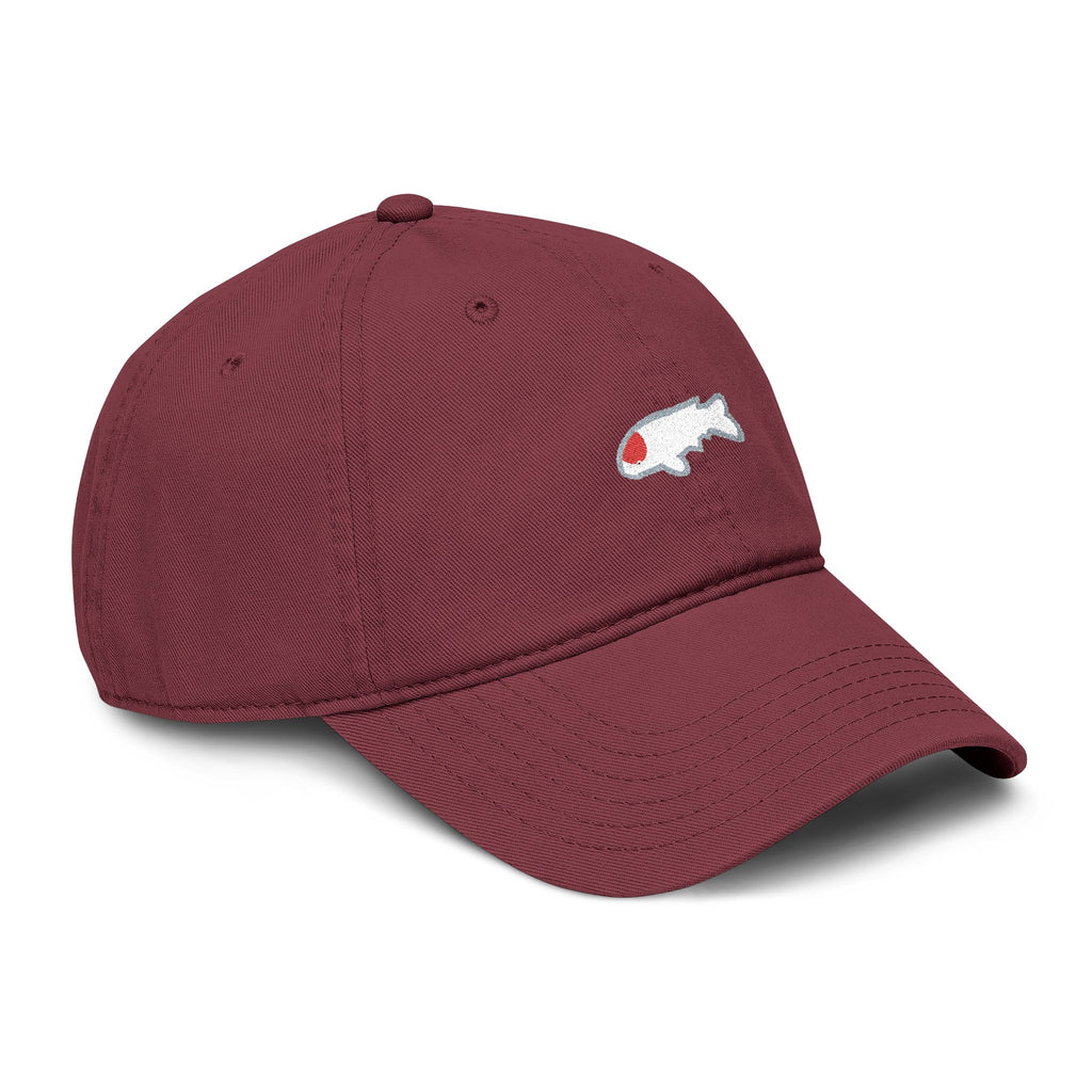 Washed Black Baseball Cap with Japanese Koi  Fish Embroidery