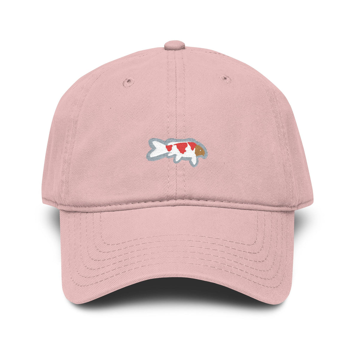 Baseball Cap Wth Minimalist Embroidered Japanese Koi Fish Logo Design