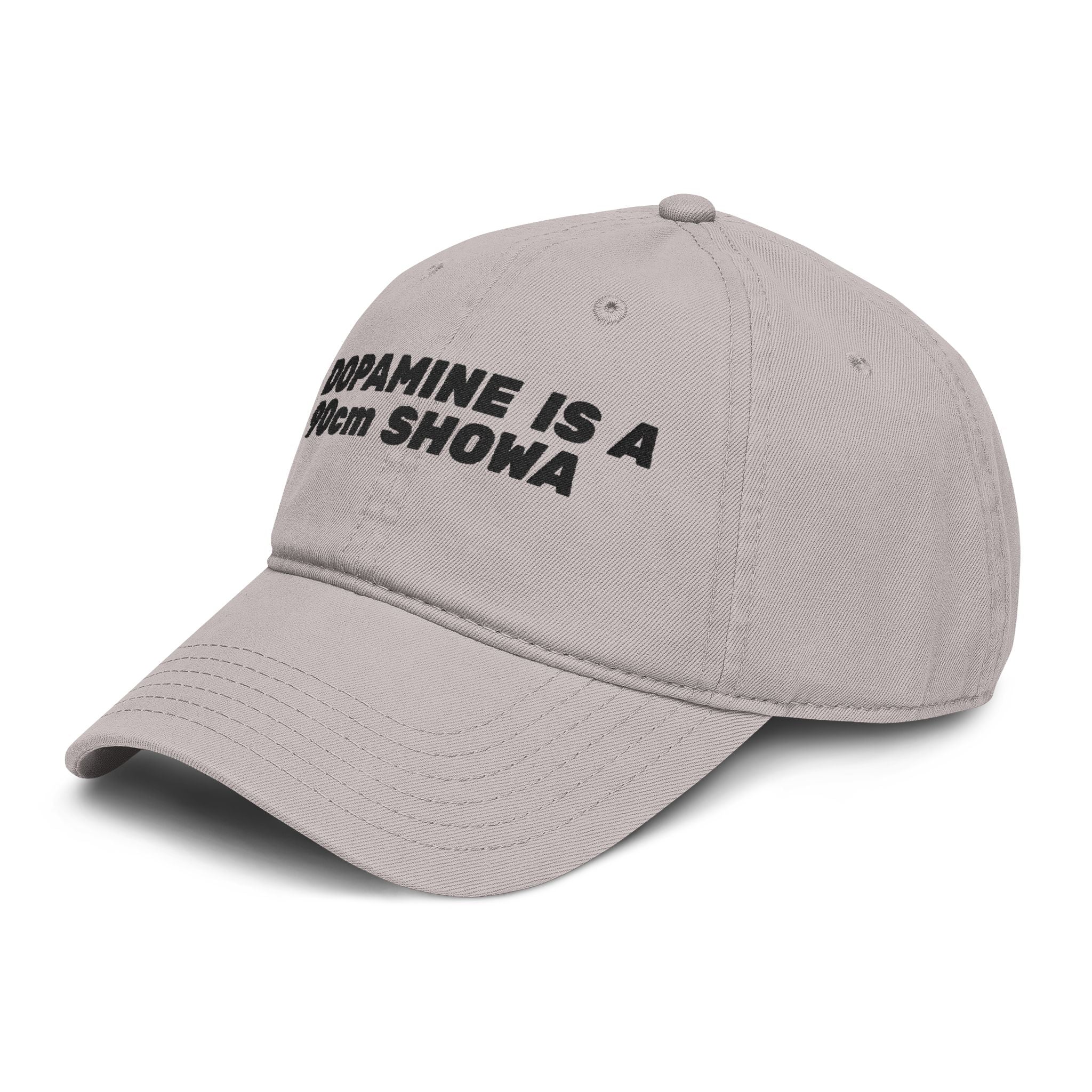 Washed Baseball Cap — "DOPAMINE IS A 90cm SHOWA" Embroidered Dad Hat