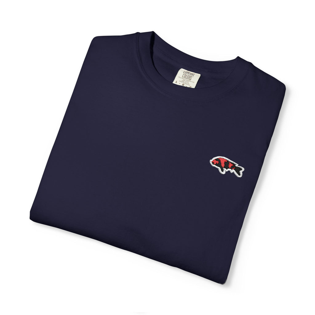 Navy Koi Fish Chest Tee - Japanese Carp Graphic T-Shirt