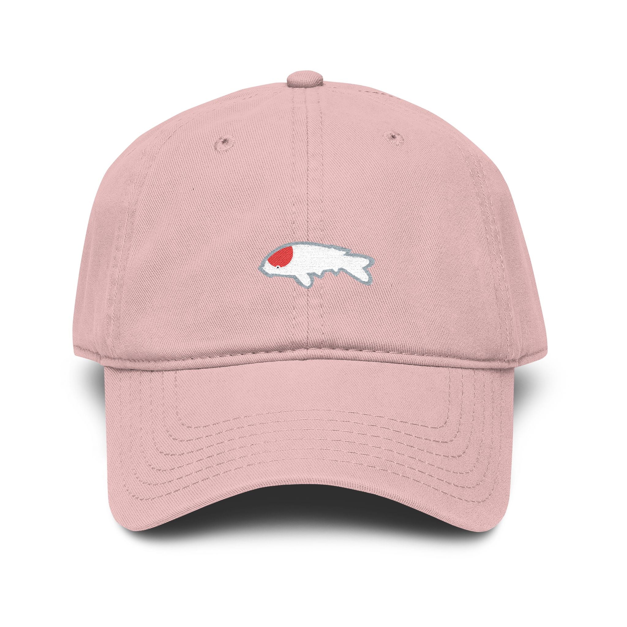 Washed Baseball Cap with Embroidered Tancho Kohaku KOI Fish.
