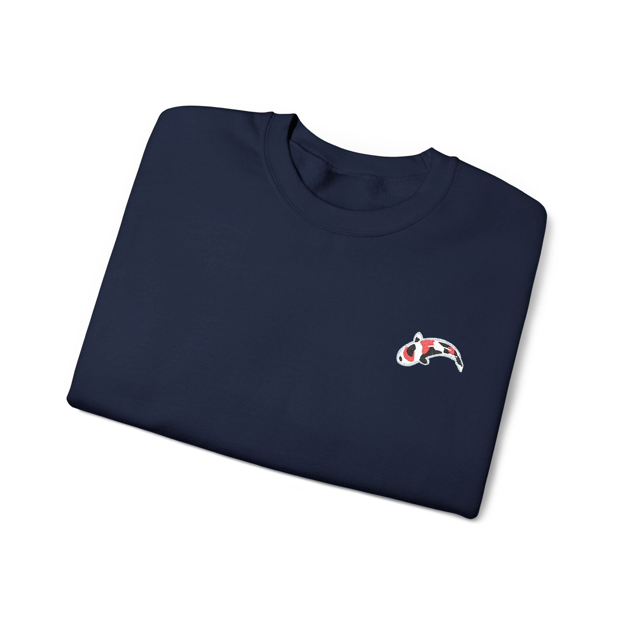 Crewneck Sweatshirt — Embroidered Japanese Koi Fish Design