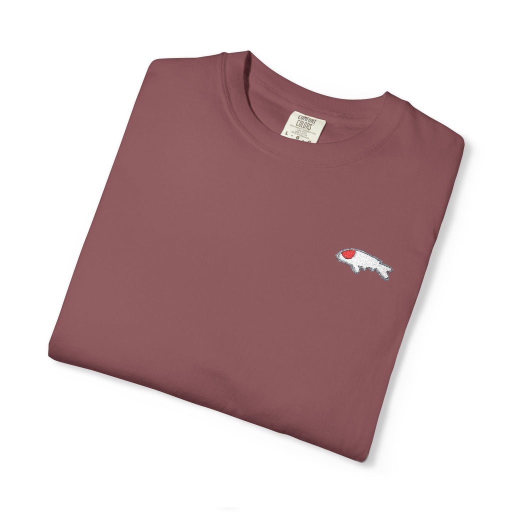Embroidered Tancho Kohaku Japanese Koi Fish design.