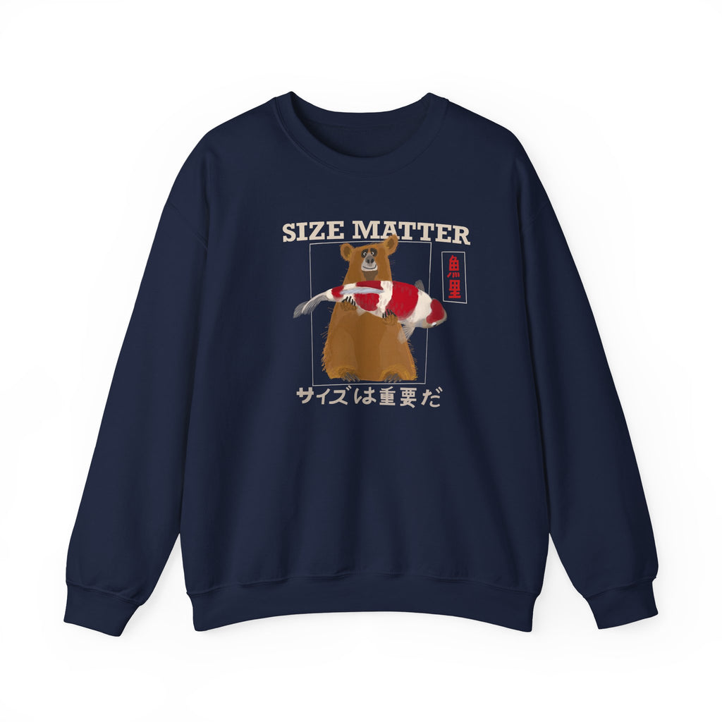 Size Matters Crewneck Sweatshirt — Japanese Text & Capibara Illustration