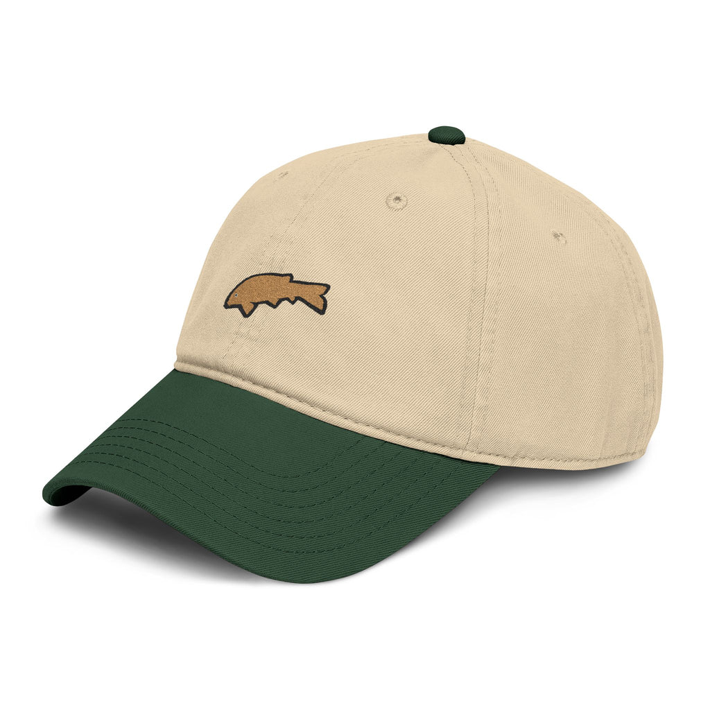 Washed Baseball Cap with Embroidered Trout - Vintage Outdoors Fishing Hat