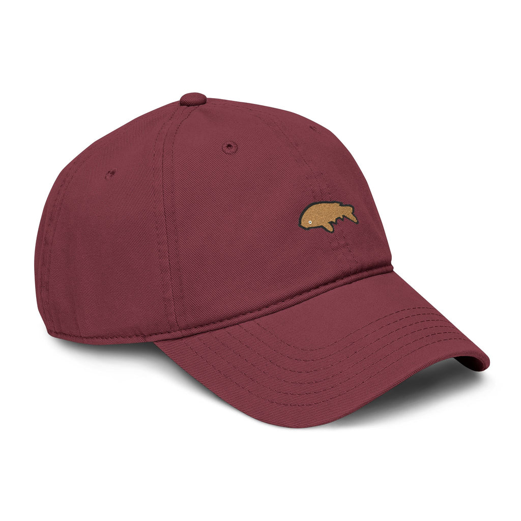 Washed Black Baseball Cap with Yellow Fish Embroidery