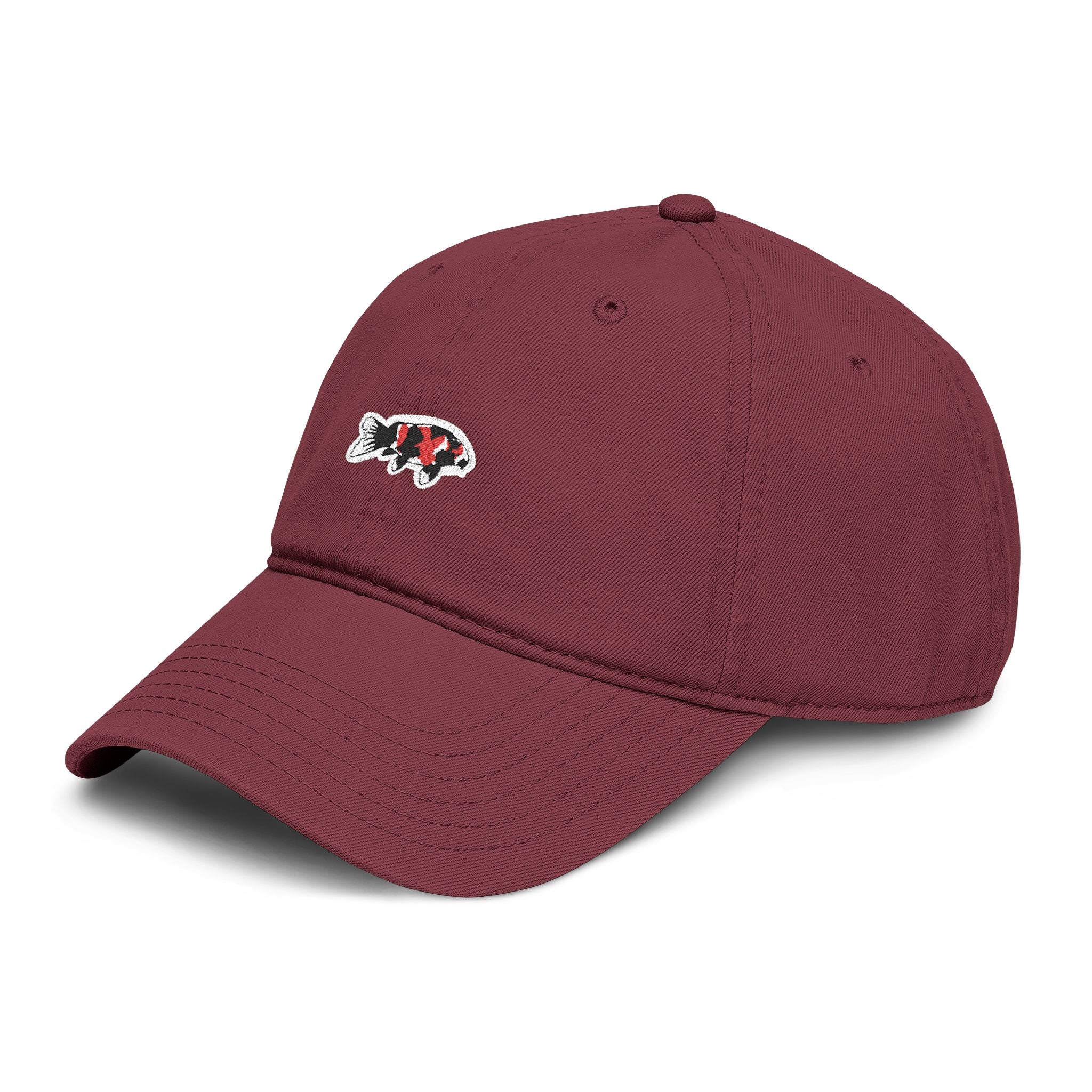 Washed Baseball Cap with Cute Koi Fish Embroidery — Casual Dad Hat for Japanese Koi Fish Lover