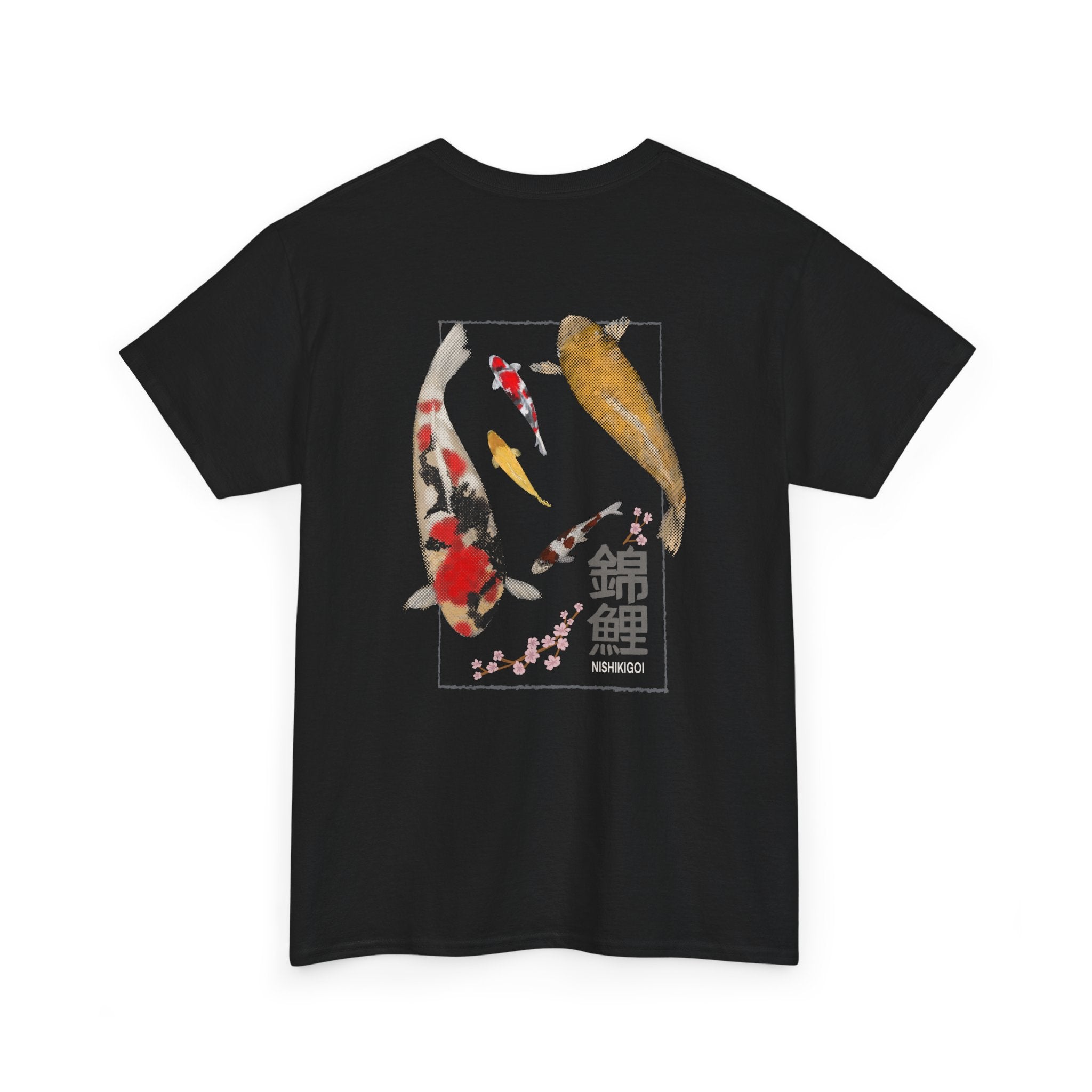 Koi Fish Printed Tee, Casual Unisex Heavy Cotton T-Shirt, Nature Lover Gift, Birthday Present, Beachwear, Spring Fashion