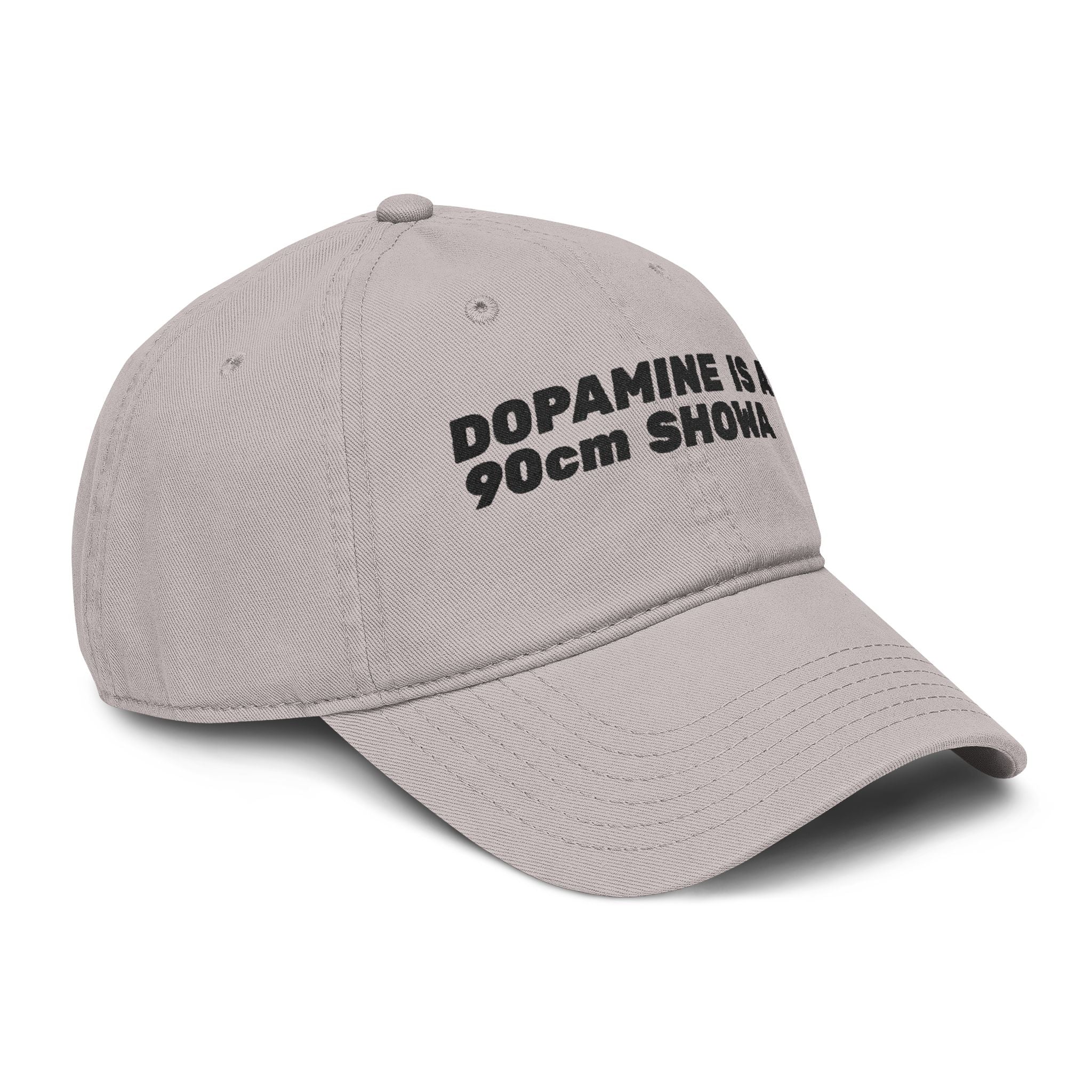 Washed Baseball Cap — "DOPAMINE IS A 90cm SHOWA" Embroidered Dad Hat