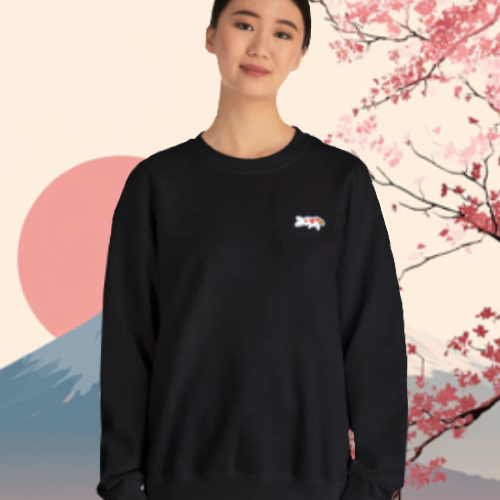 Crewneck Sweatshirt – Embroidered Japanese Koi Fish Logo