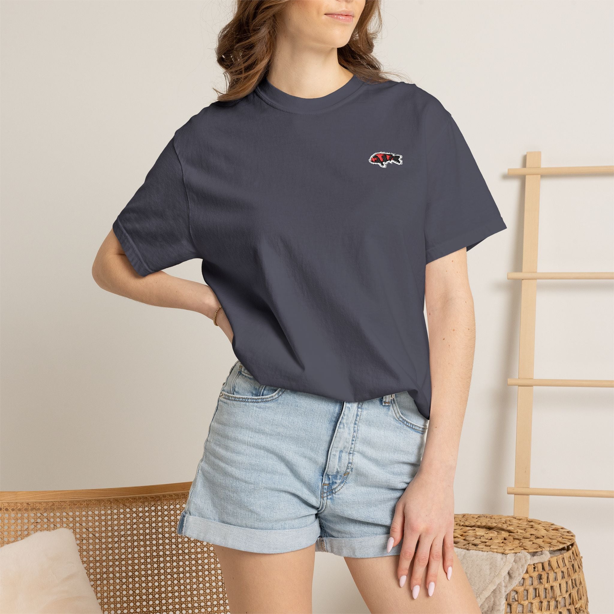 Embroidered Japanese Koi Fish T- Shirt Logo Design