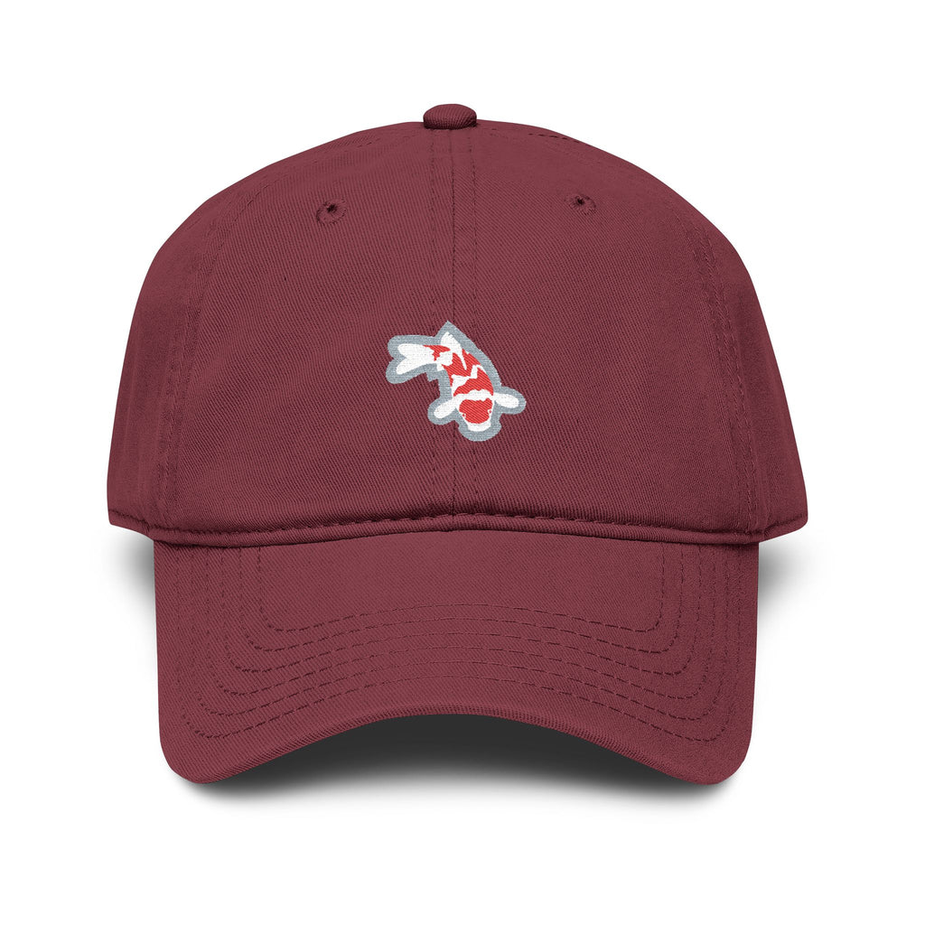 Koi Fish Embroidered Baseball Cap — Washed Cotton Dad Hat