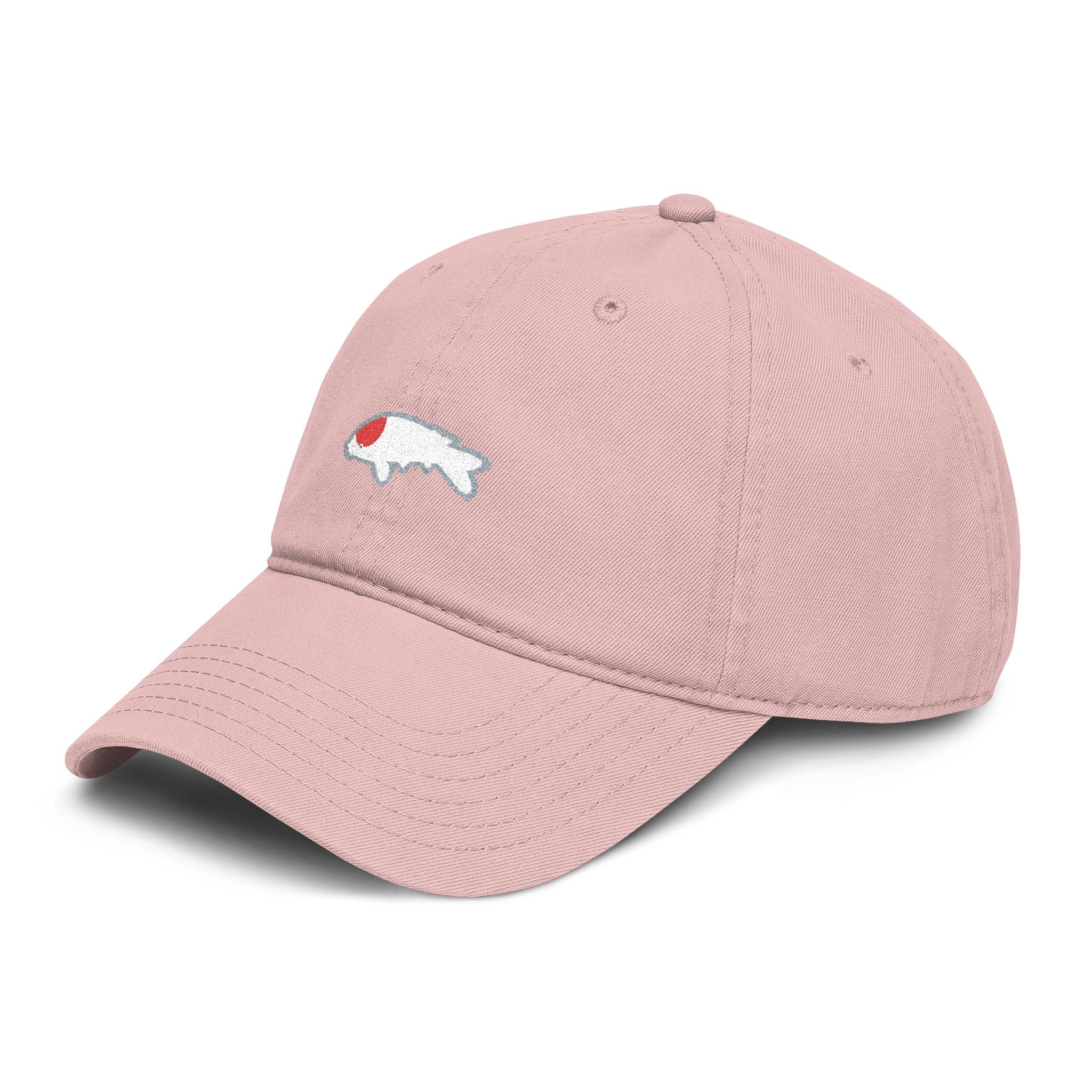 Washed Baseball Cap with Embroidered Tancho Kohaku KOI Fish.