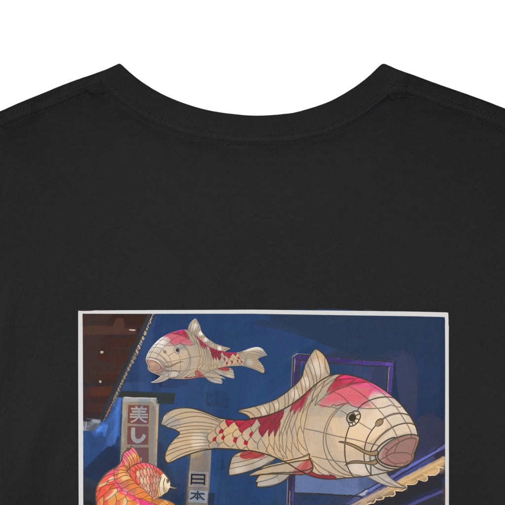 Artistic Unisex Heavy Cotton Tee - Vibrant Street Scene, Casual Wear, Gift for Art Lovers, Unique Fashion, Perfect for Summer