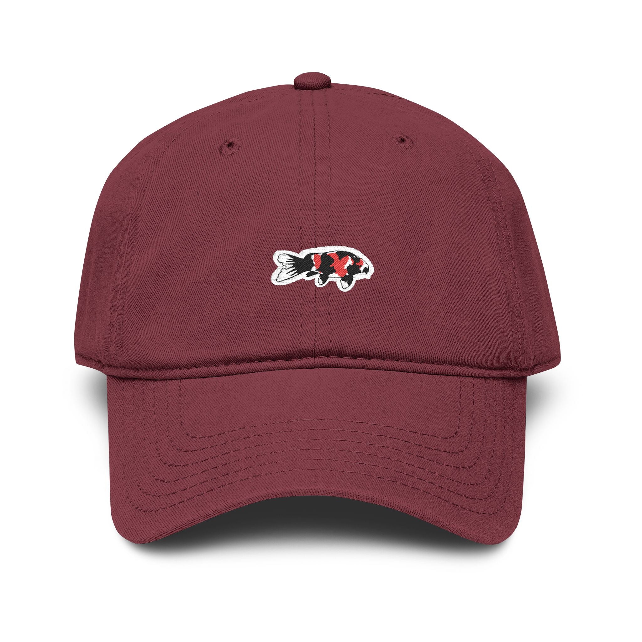Washed Baseball Cap with Cute Koi Fish Embroidery — Casual Dad Hat for Japanese Koi Fish Lover