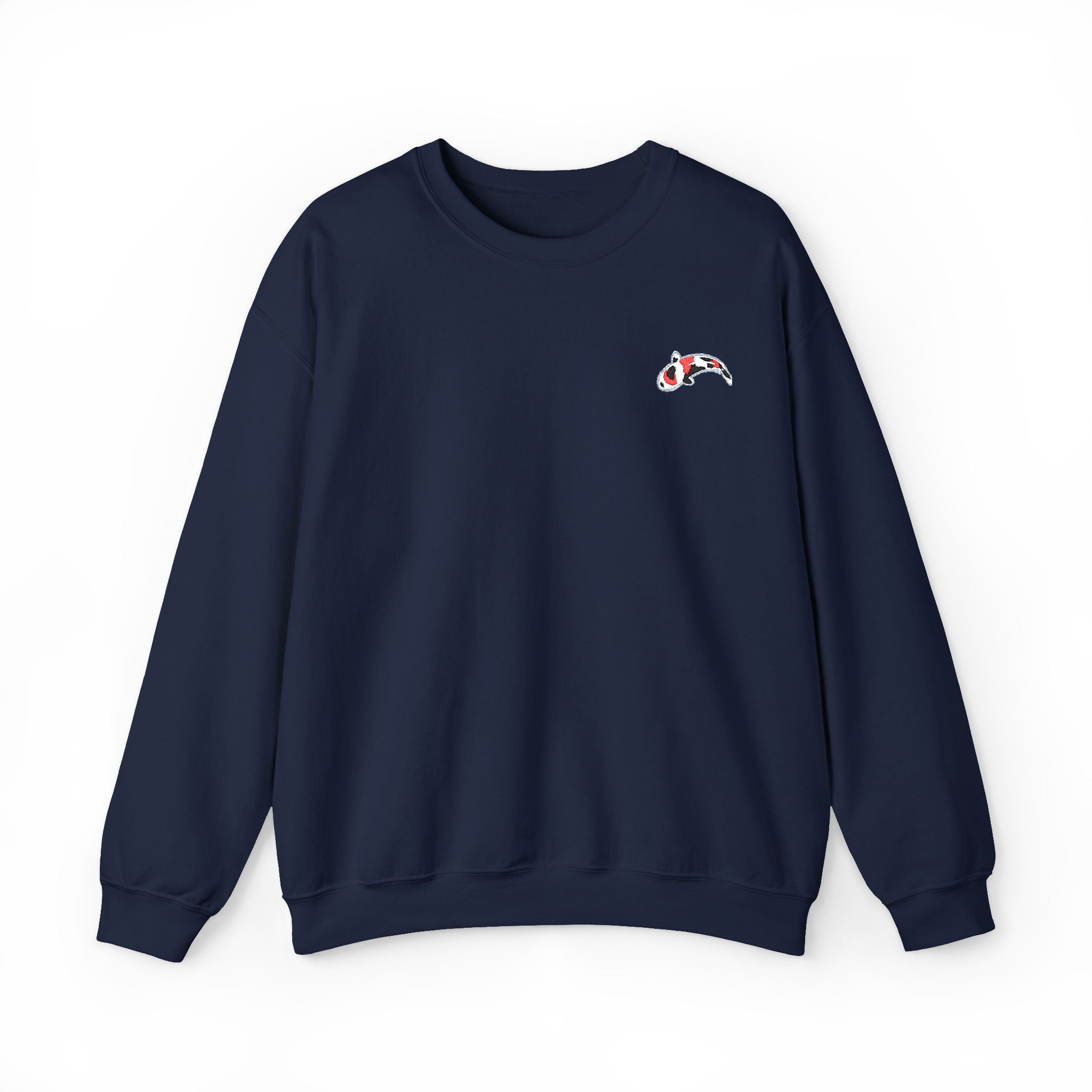 Crewneck Sweatshirt — Embroidered Japanese Koi Fish Design