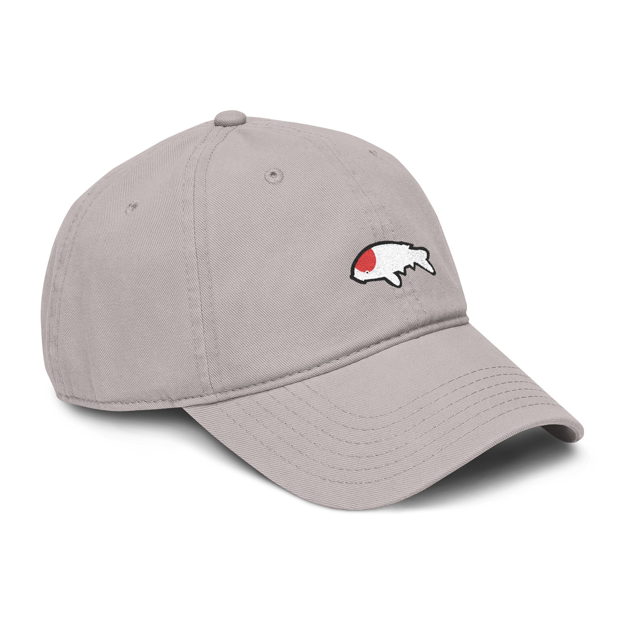 Washed Baseball Cap — Minimal Koi Fish Embroidered Hat