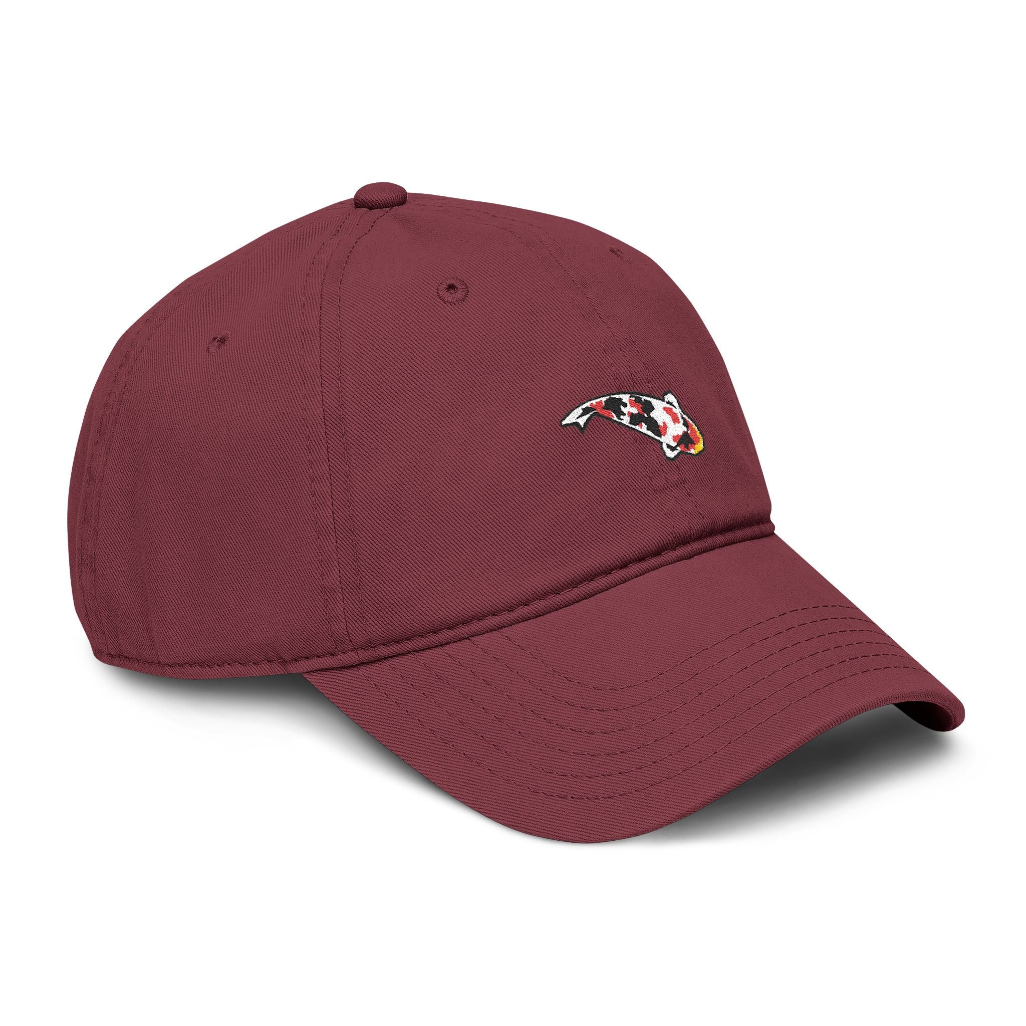 Koi Fish Embroidered Washed Baseball Cap — Vintage Casual Hat for Gardeners & Outdoor Lovers