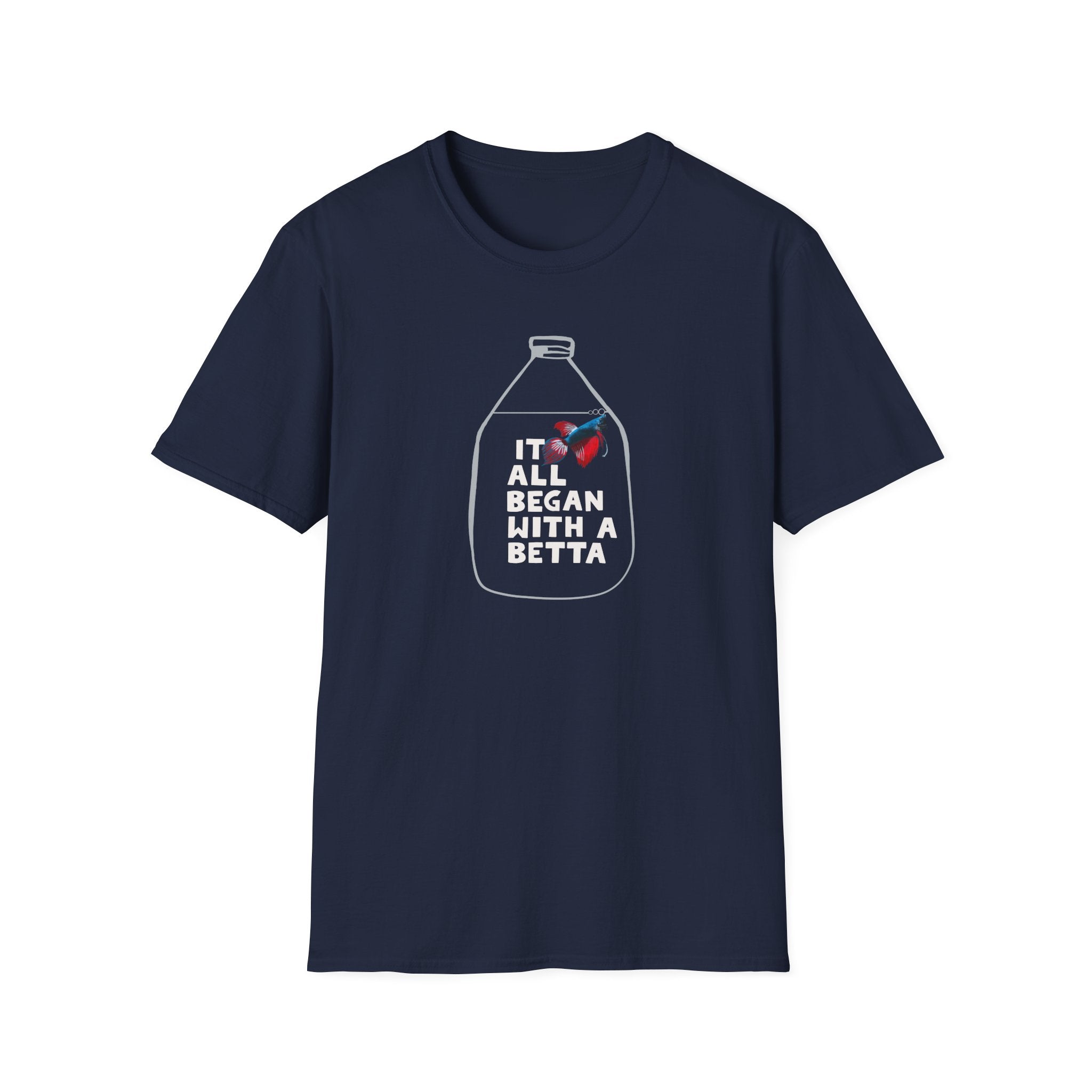 Betta Fish T-Shirt — “It All Began With a Betta” Aquarium Lover Tee