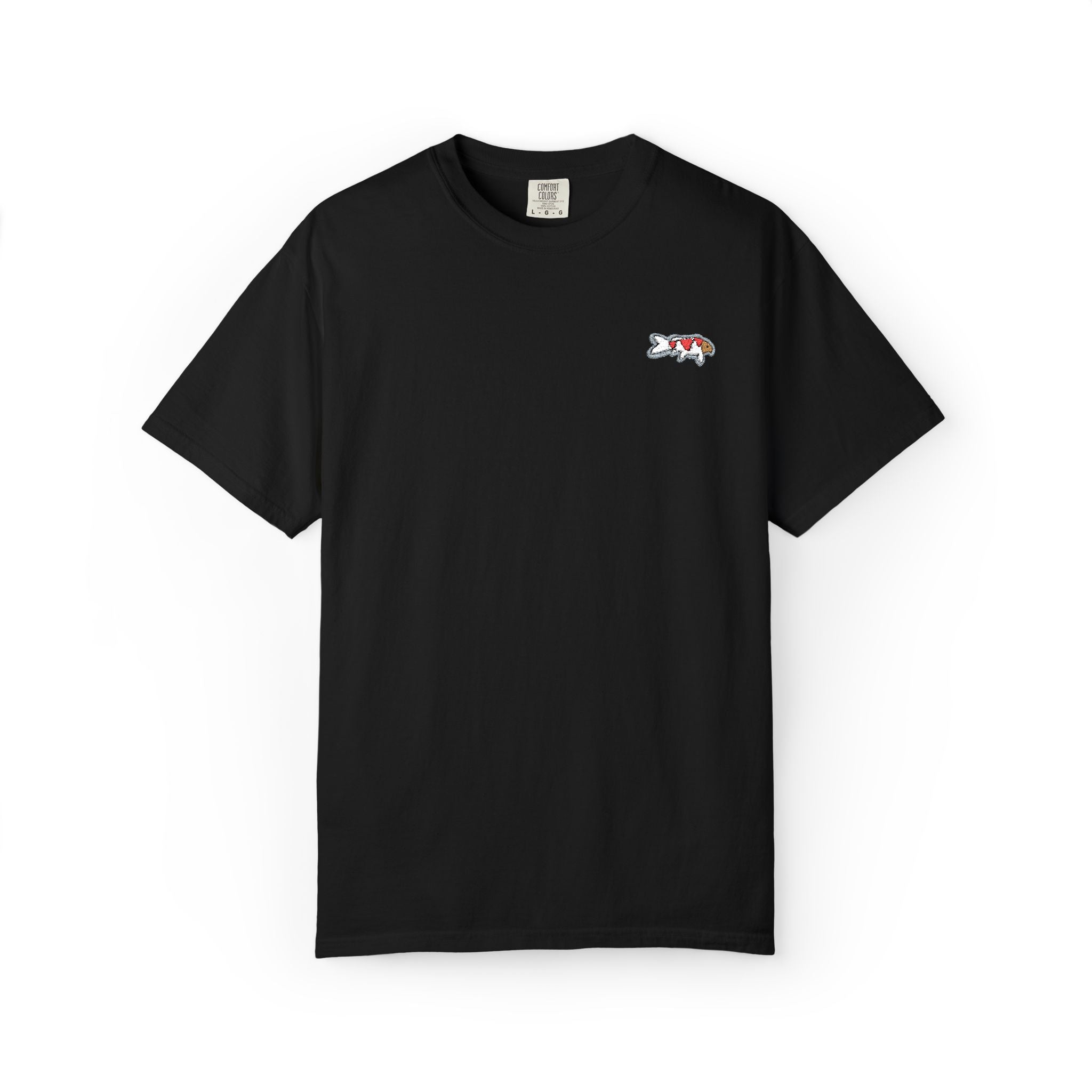 Black Tee With Japanese Koi Fish Embroidered Logo