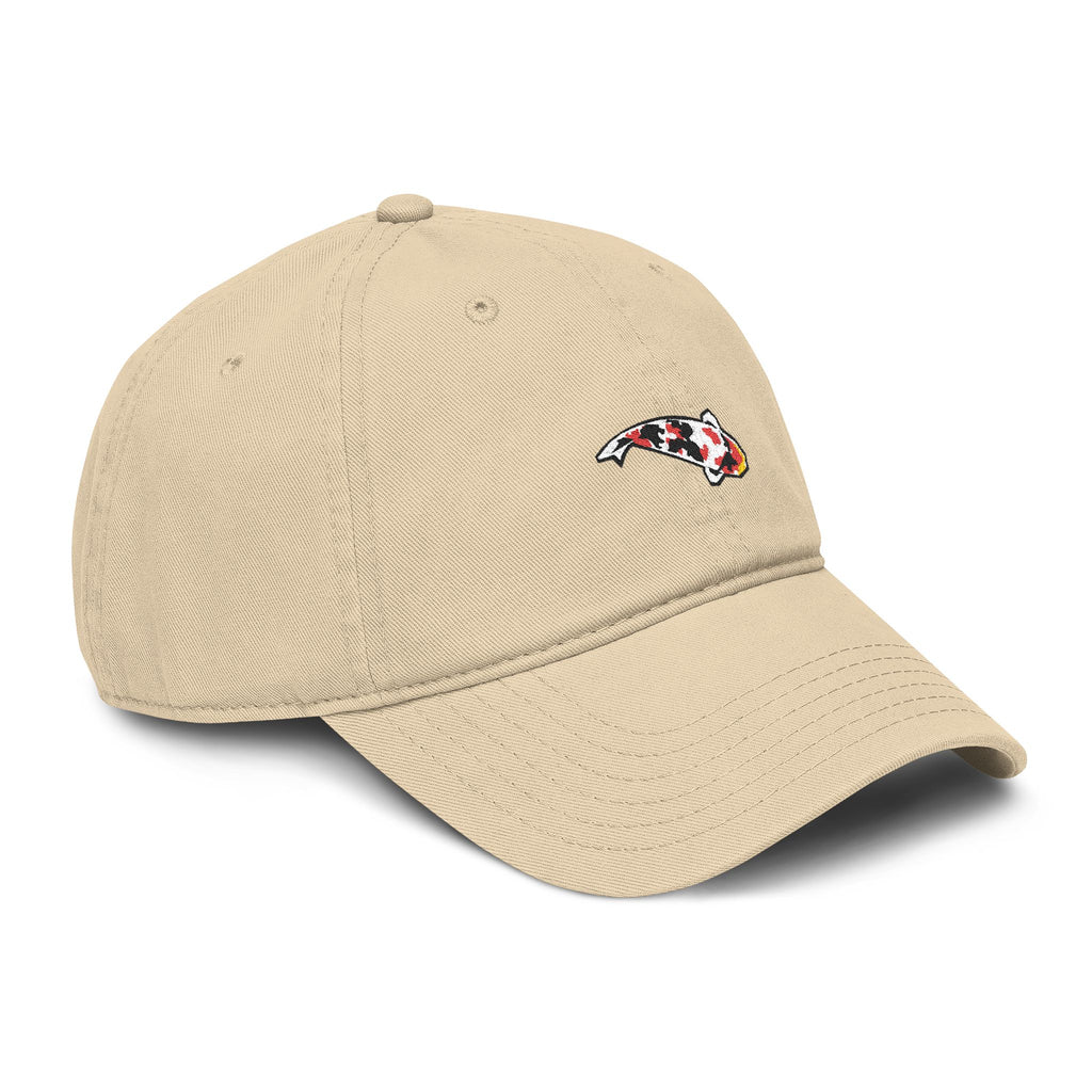 Koi Fish Embroidered Washed Baseball Cap — Japanese Carp Casual Hat