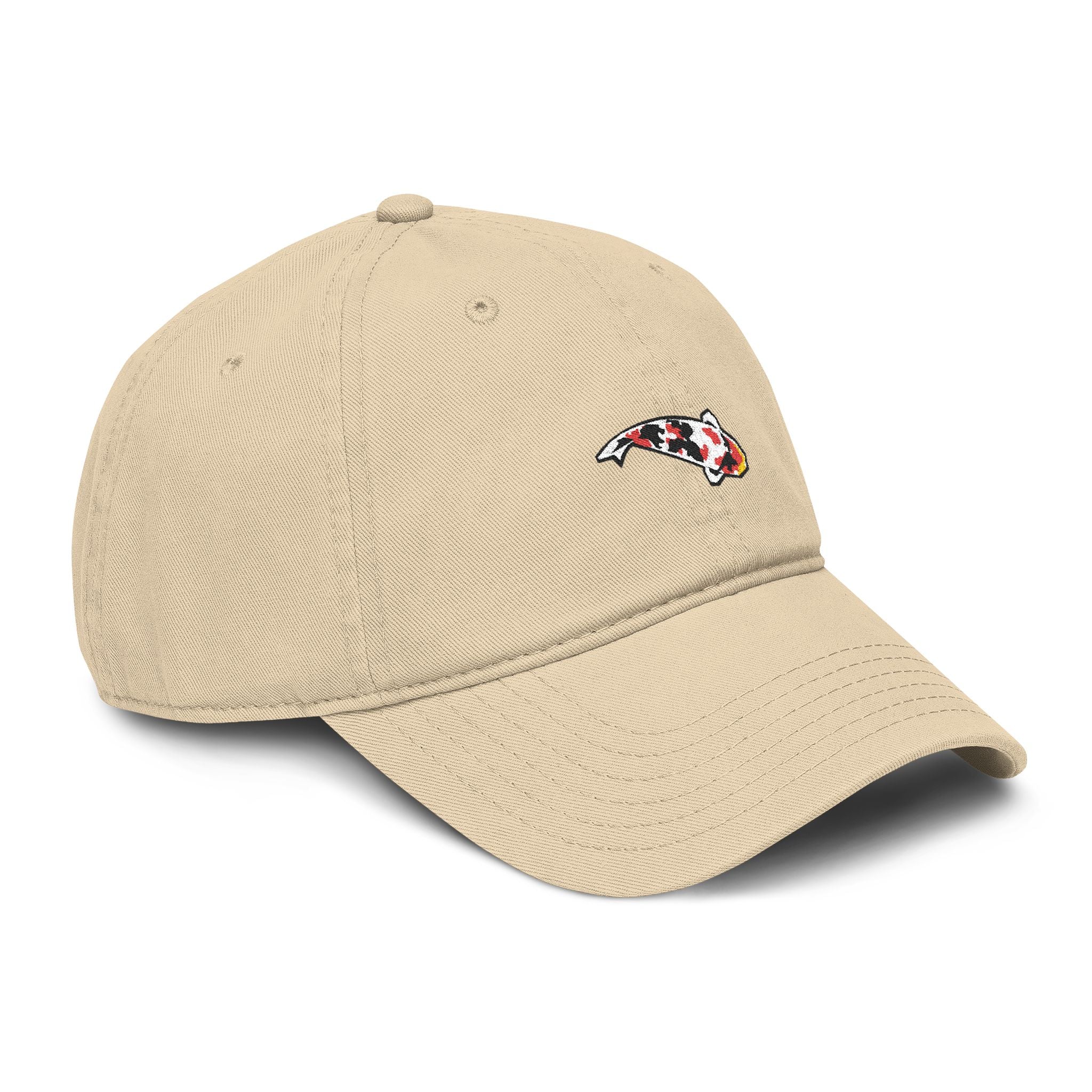 Koi Fish Embroidered Washed Baseball Cap — Japanese Carp Casual Hat