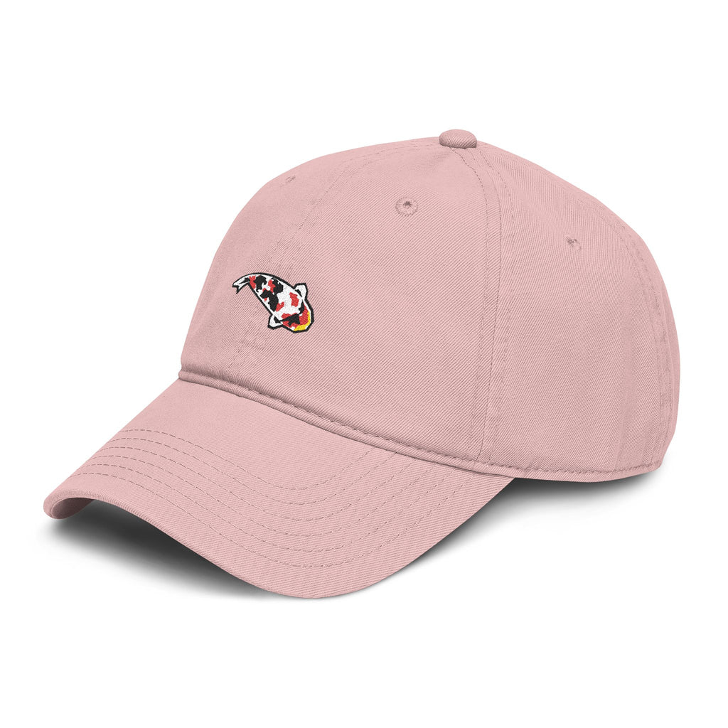 Koi Fish Embroidered Washed Baseball Cap — Japanese Carp Casual Hat
