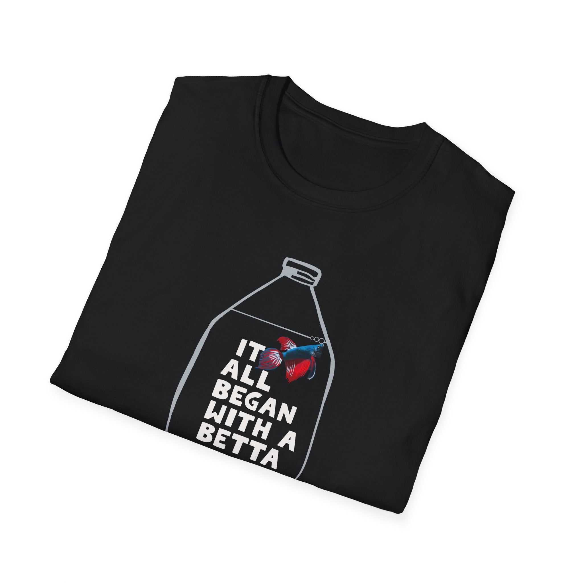 Betta Fish T-Shirt — “It All Began With a Betta” Aquarium Lover Tee