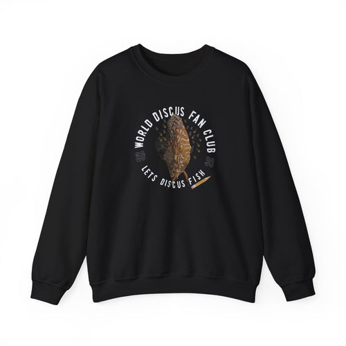 Discus Fish Crewneck Sweatshirt — "World Discus Fan Club: Let's Discus Fish"