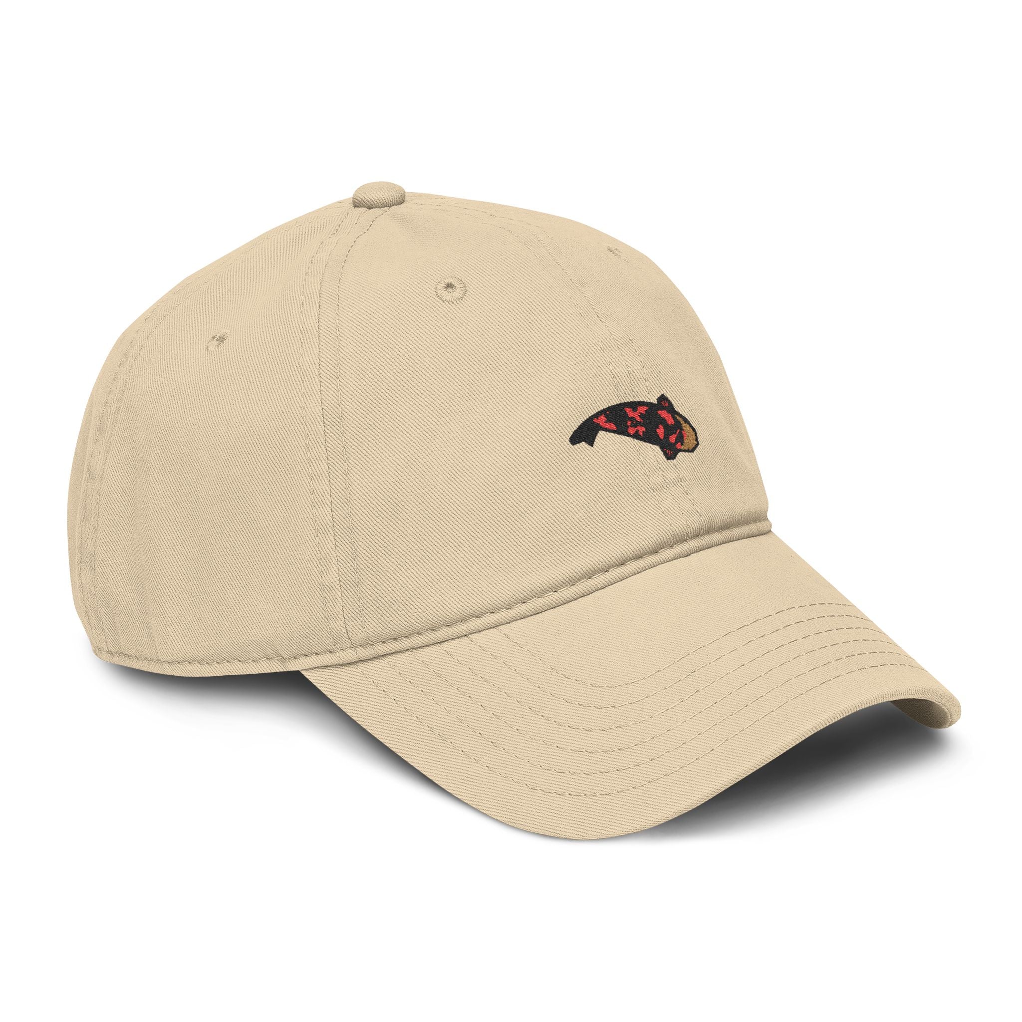 Washed Baseball Cap with Embroidered Koi Fish — Casual Vintage Dad Hat