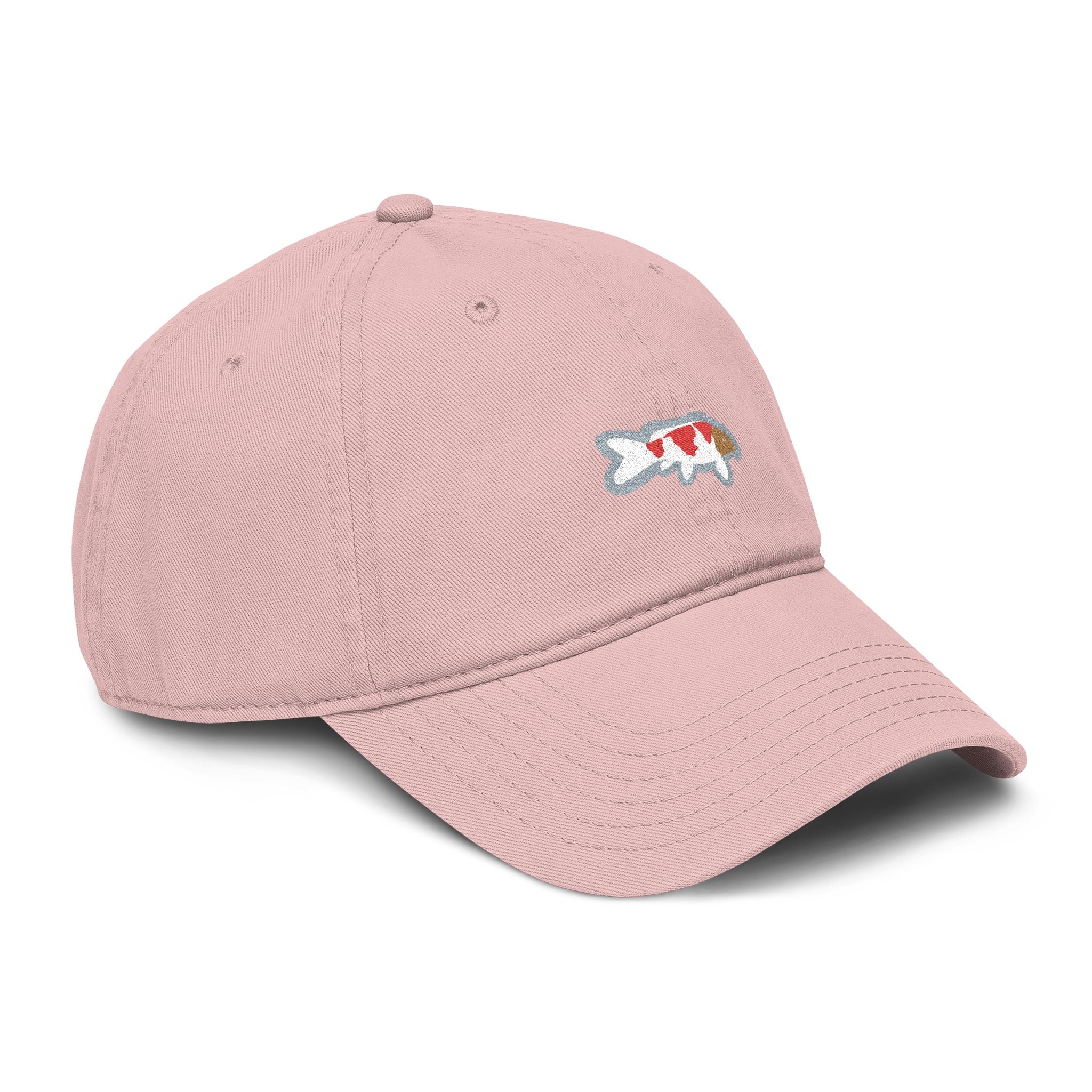 Baseball Cap Wth Minimalist Embroidered Japanese Koi Fish Logo Design