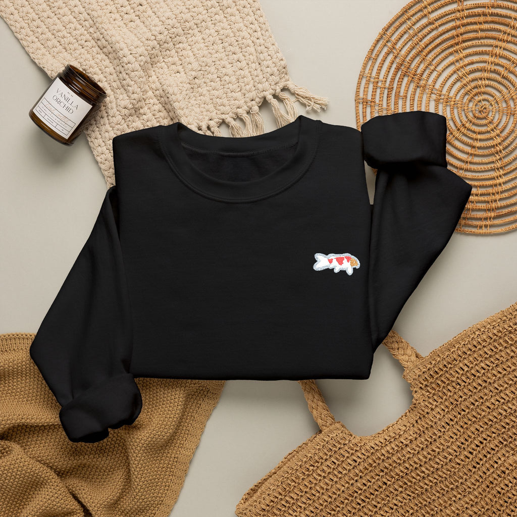 Crewneck Sweatshirt – Embroidered Japanese Koi Fish Logo