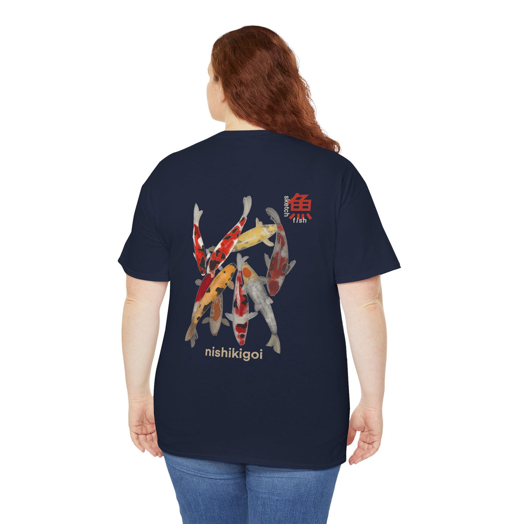Nishikigoi Unisex Heavy Cotton Tee, Koi Fish T-Shirt for Nature Lovers, Casual Wear, Unique Gift, Japanese Aesthetic Apparel