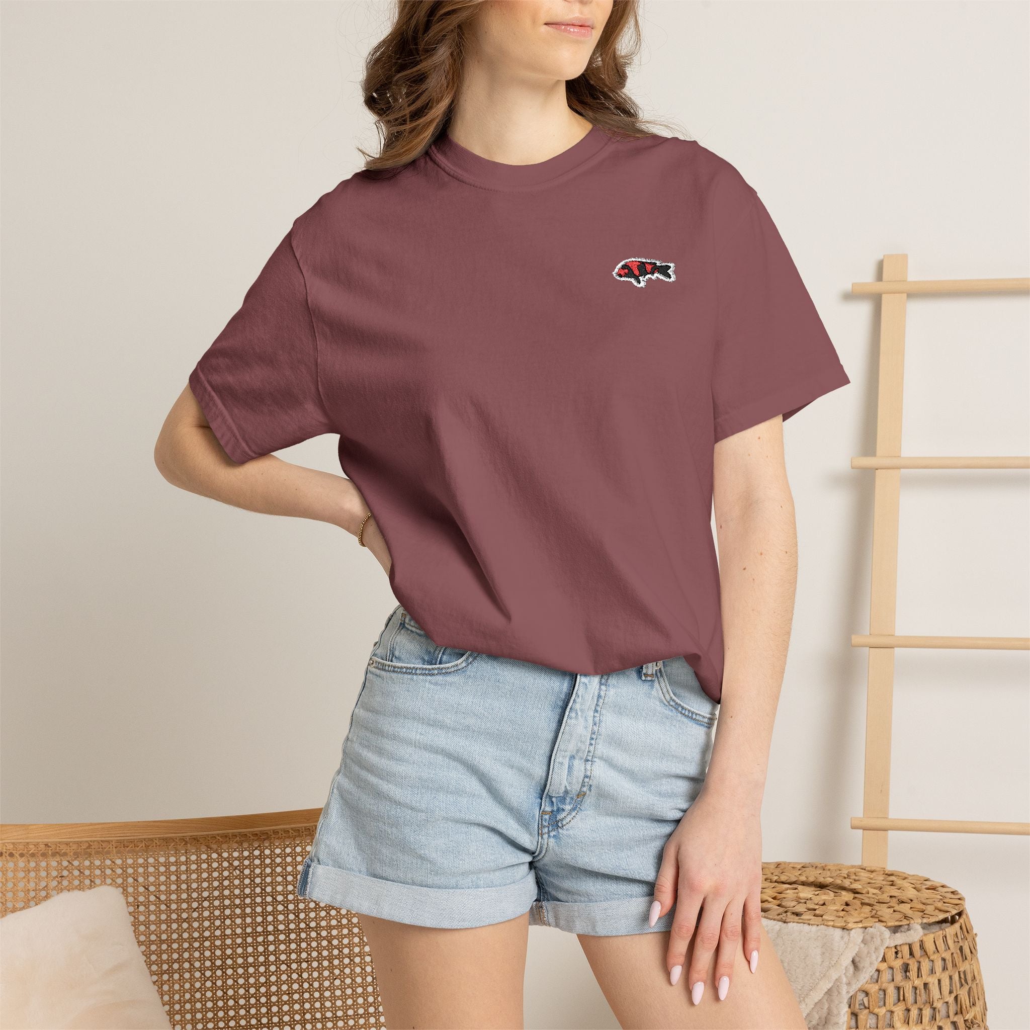 Embroidered Japanese Koi Fish T-Shirt