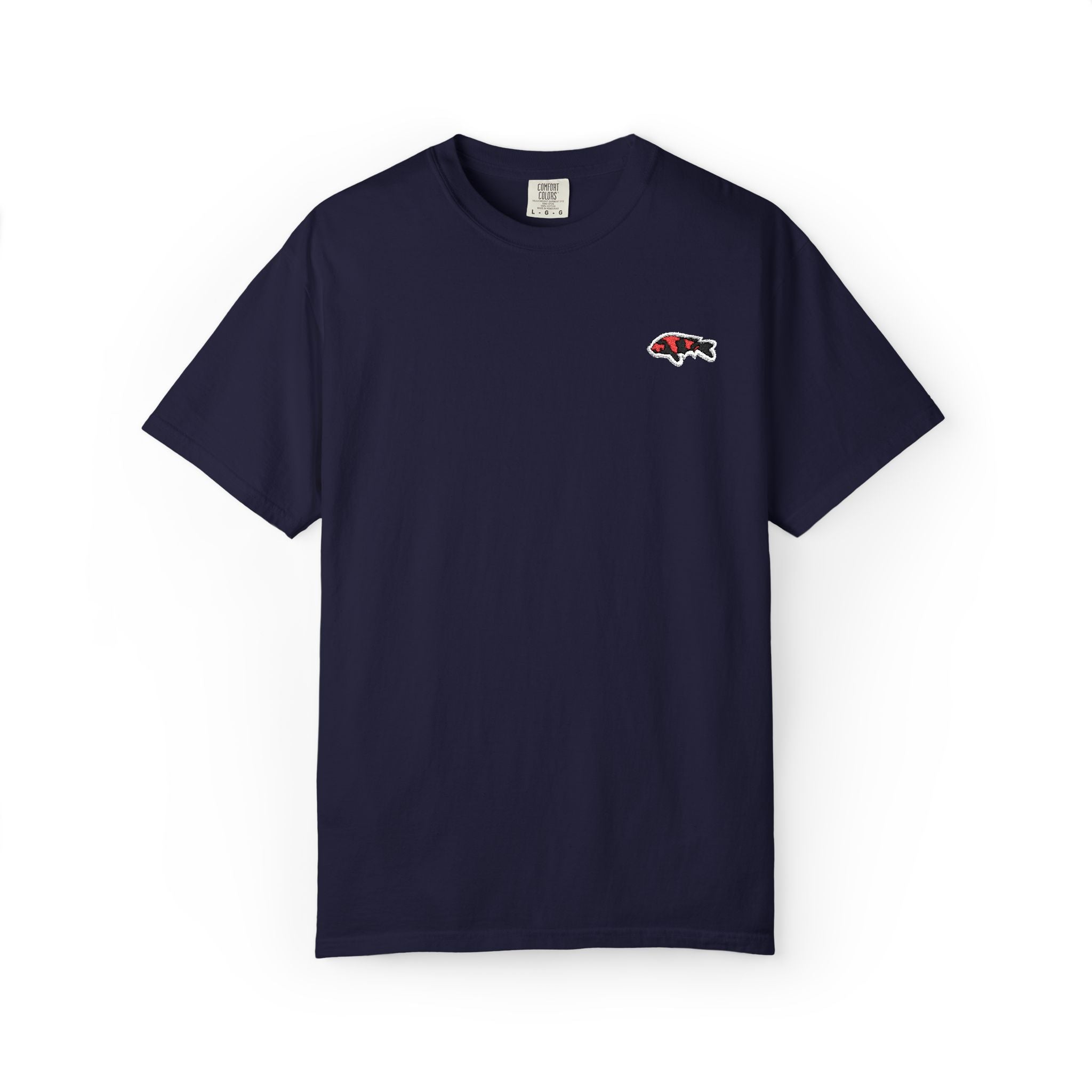 Navy Koi Fish Chest Tee - Japanese Carp Graphic T-Shirt