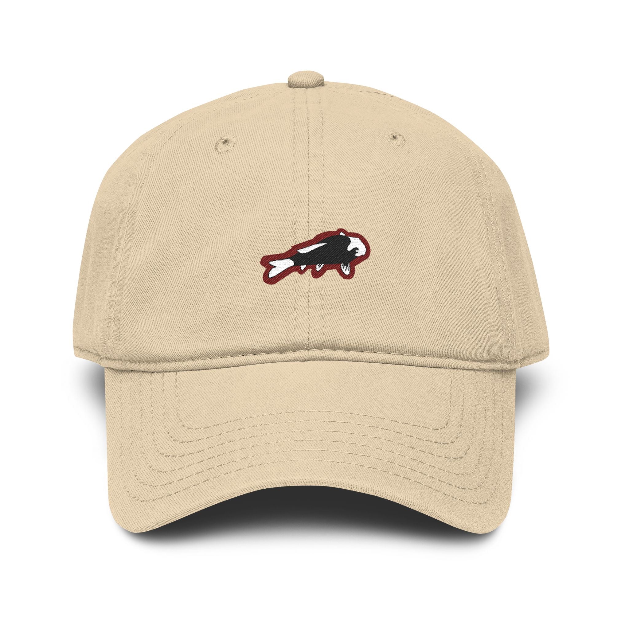 Koi Fish Embroidered Washed Baseball Cap