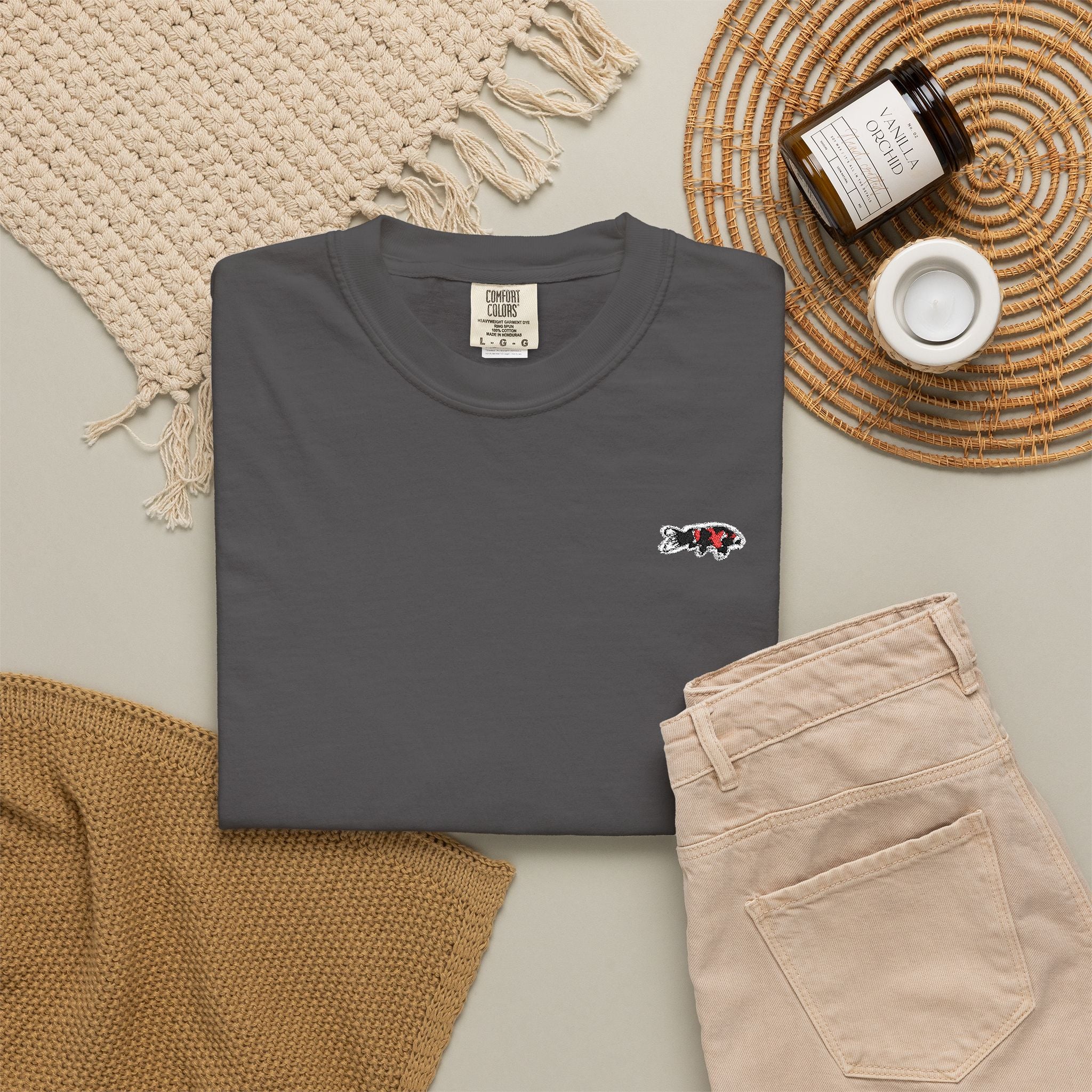 Minimalist Embroidered Japanese Koi Fish - Showa Shirt