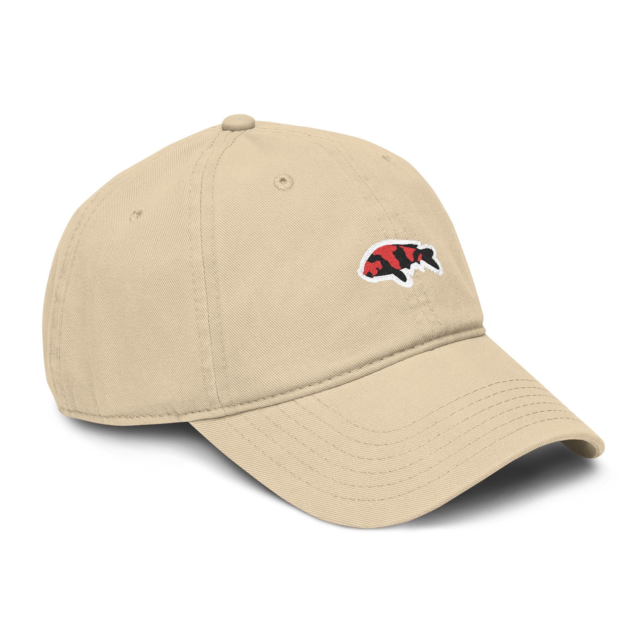 Washed Baseball Cap with Koi Fish Patch — Casual Vintage Fishing Hat